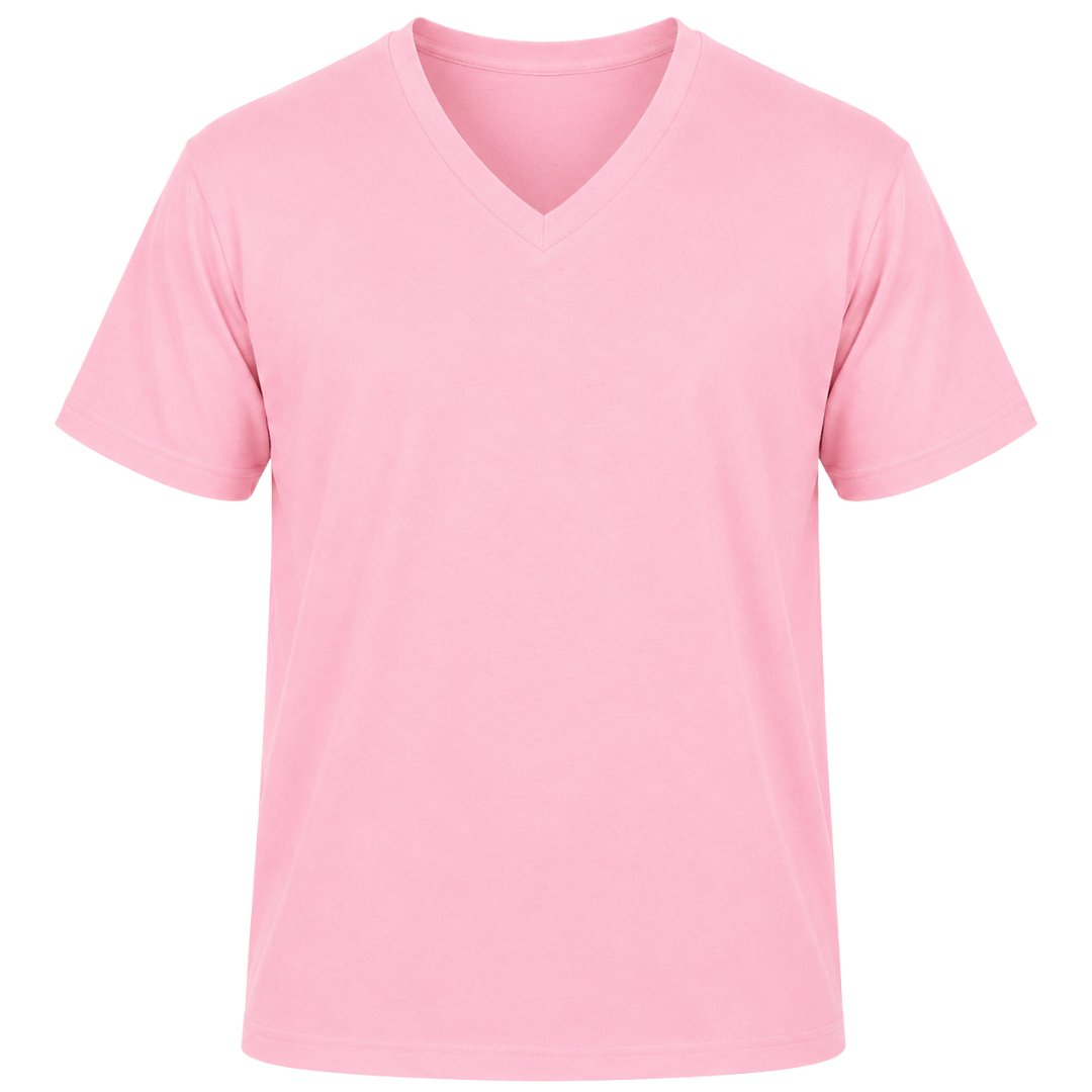 Pembe Kısa Kol V Yaka Tişört