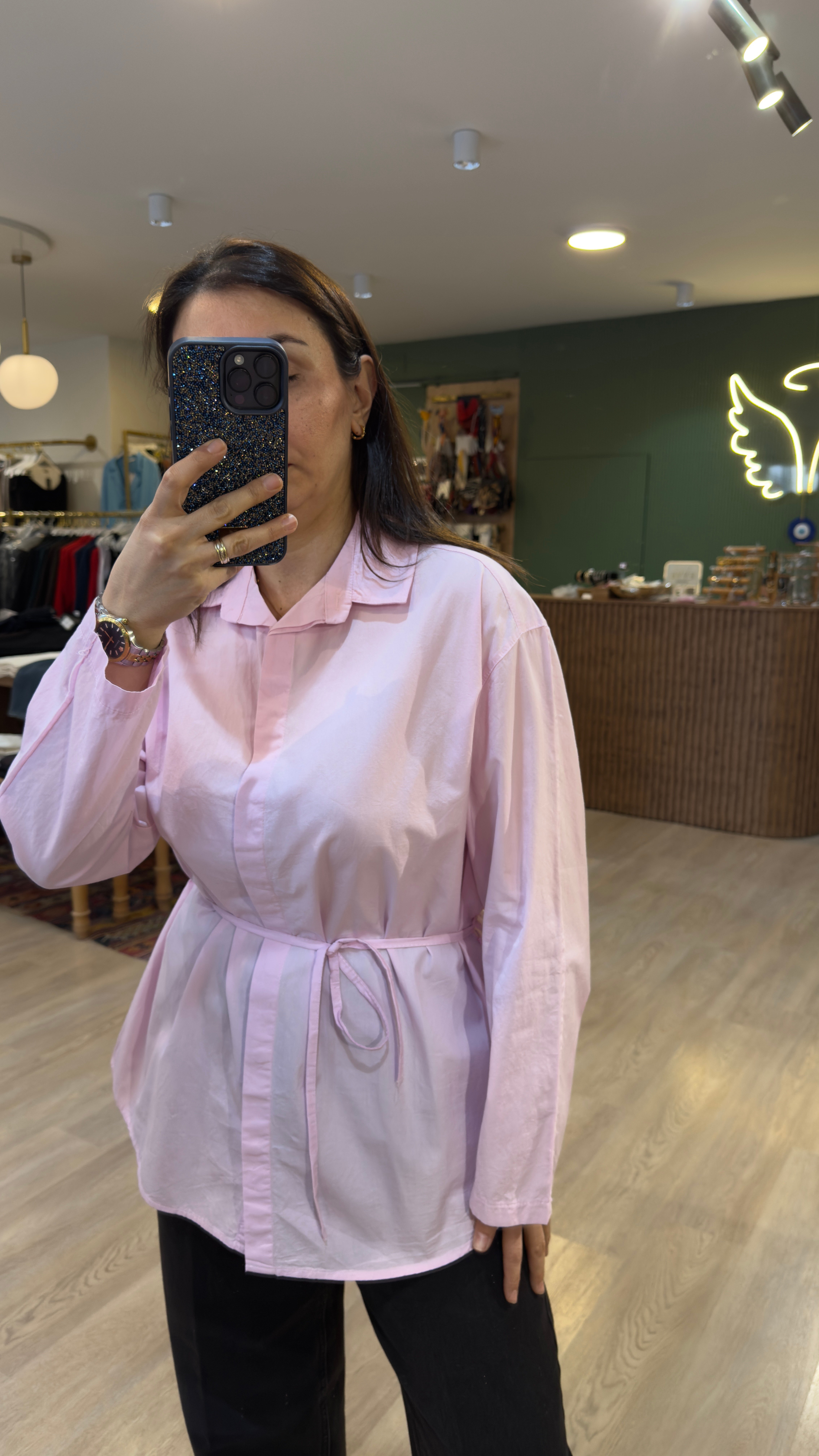 Kendinden Kemerli Gömlek Pembe · 6