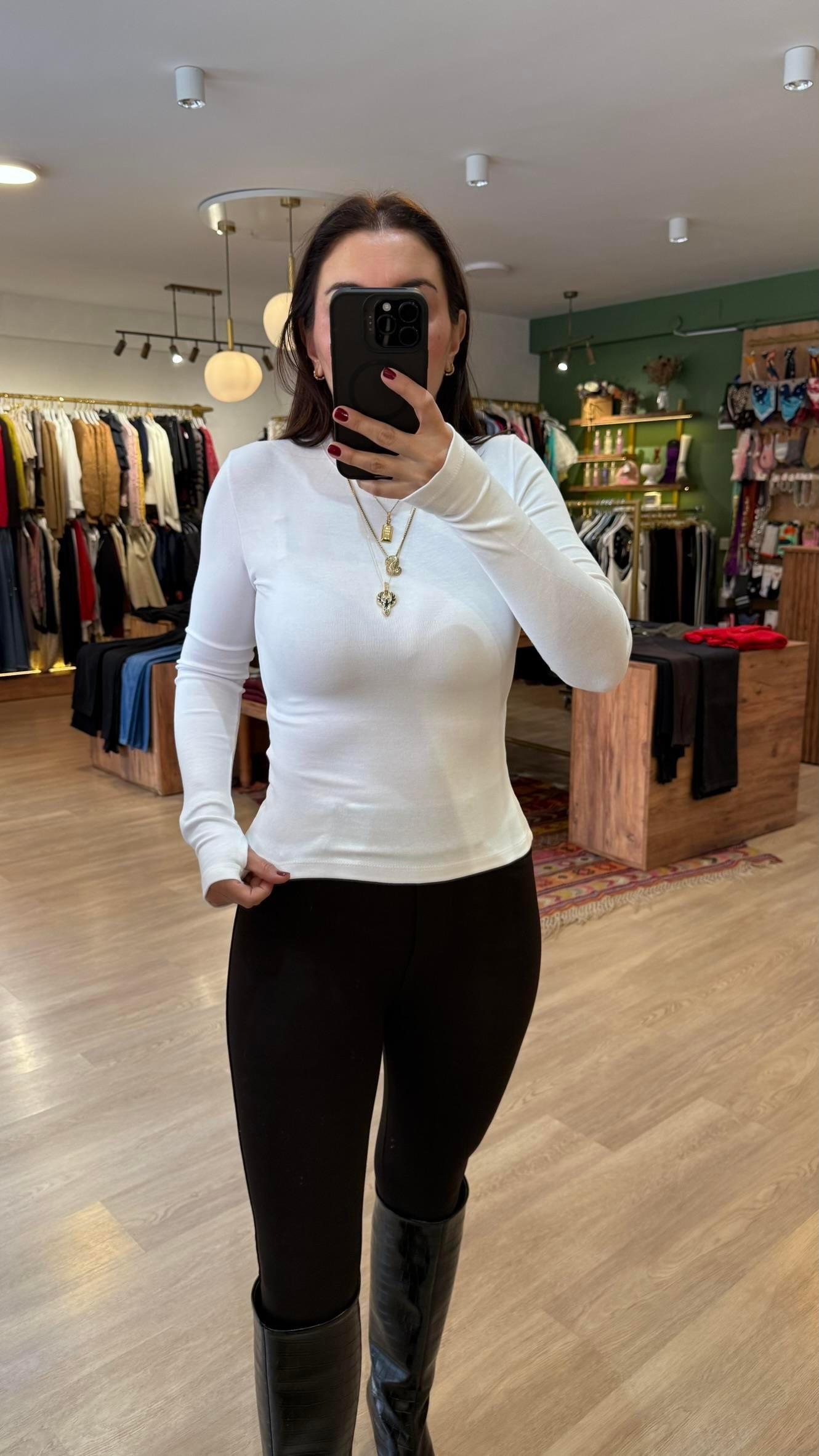 Pencere Parmak Detaylı Body Beyaz · 2