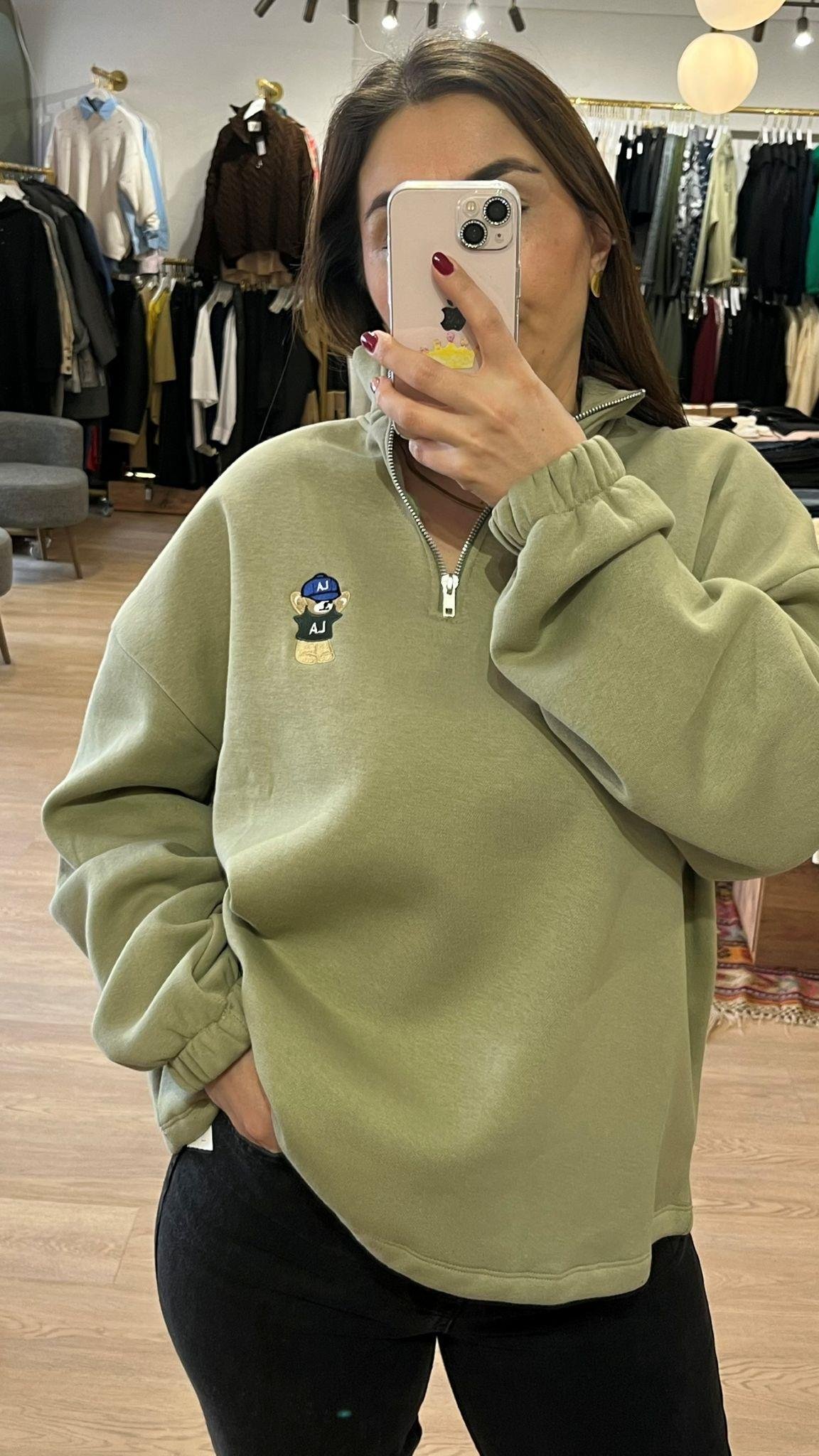 Teddy Sweatshirt Haki · 2