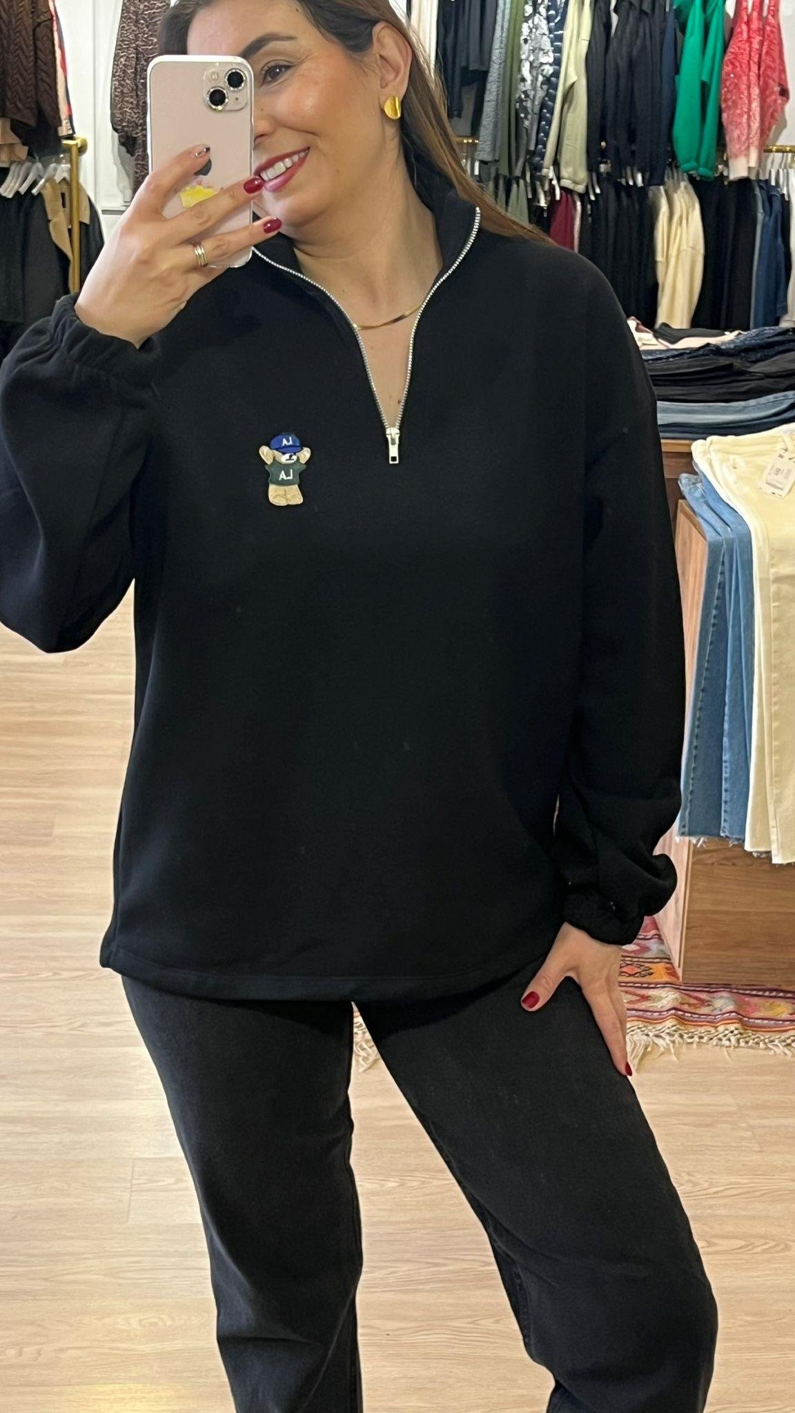 Teddy Sweatshirt Siyah · 2