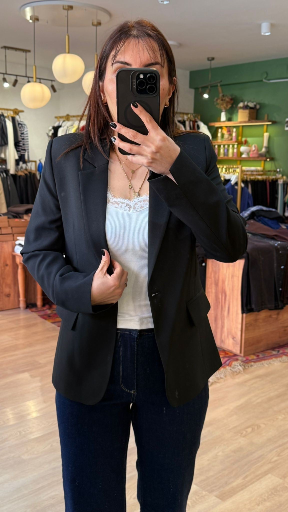 Tek Düğmeli Blazer Ceket Siyah