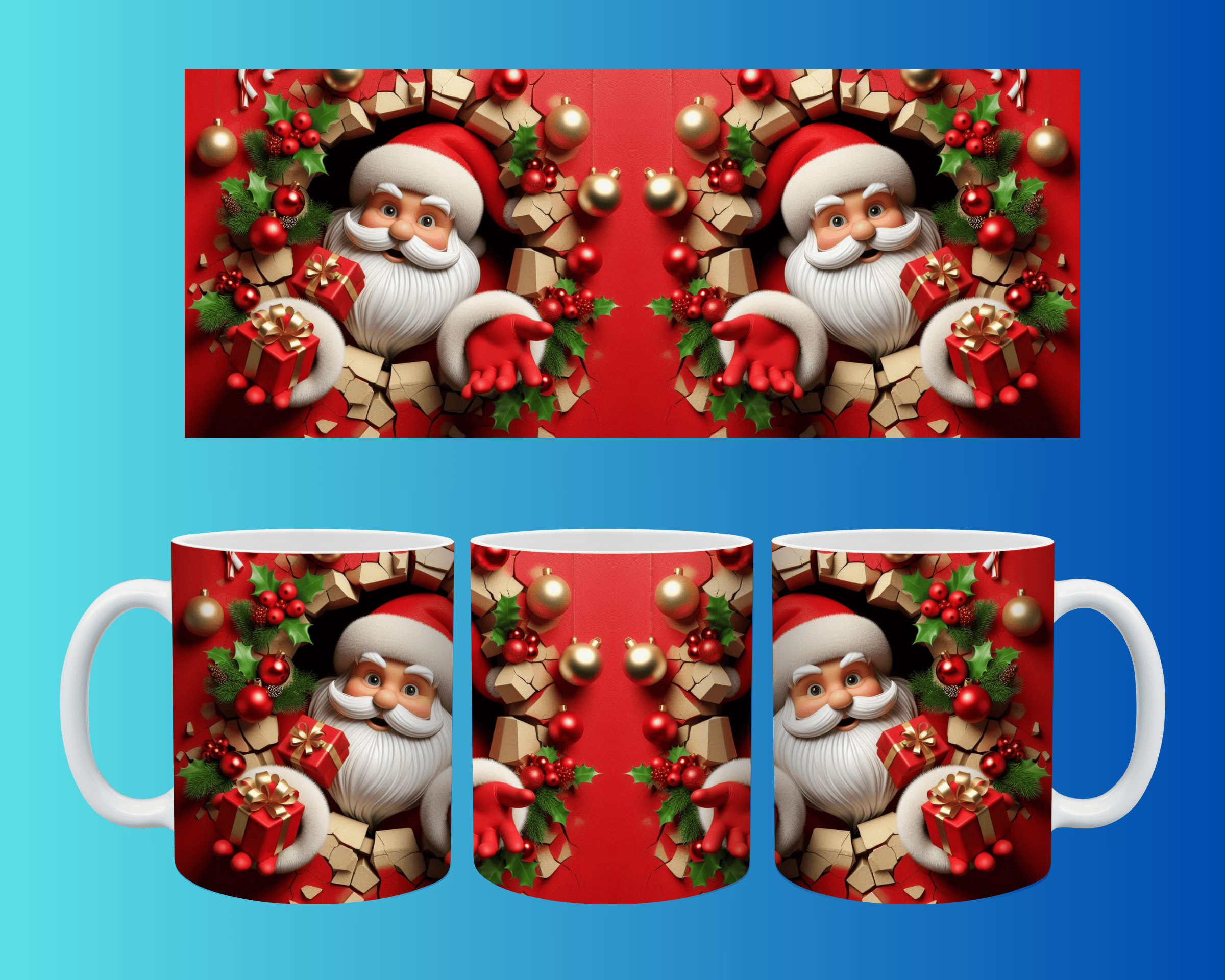 Yılbaşı ve Noel Konseptli Kupa – Renkli Özel Baskı Tasarım