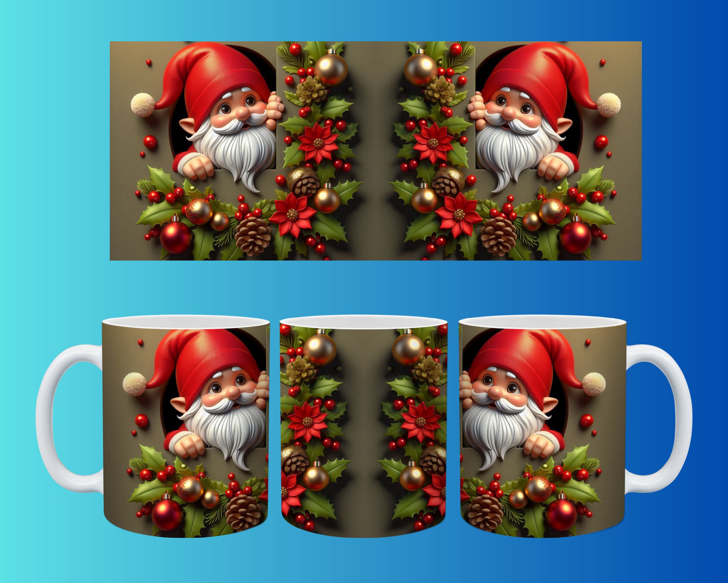 Yılbaşı ve Noel Konseptli Kupa – Renkli Özel Baskı Tasarım