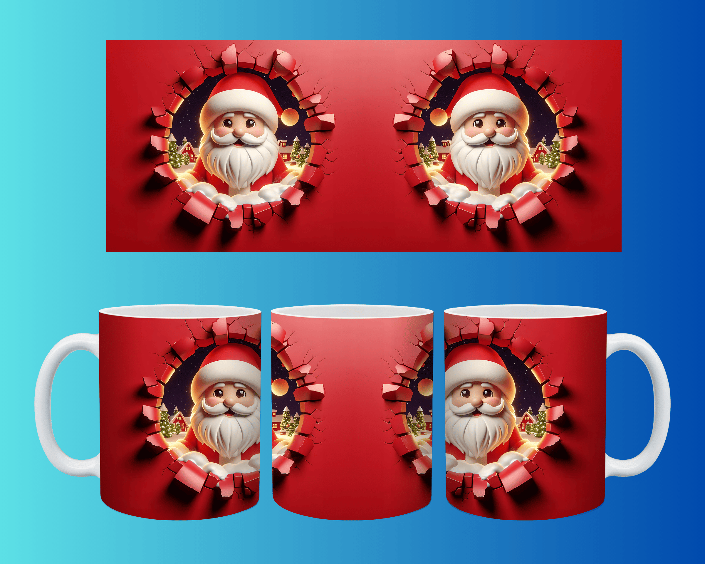 Yılbaşı ve Noel Konseptli Kupa – Renkli Özel Baskı Tasarım
