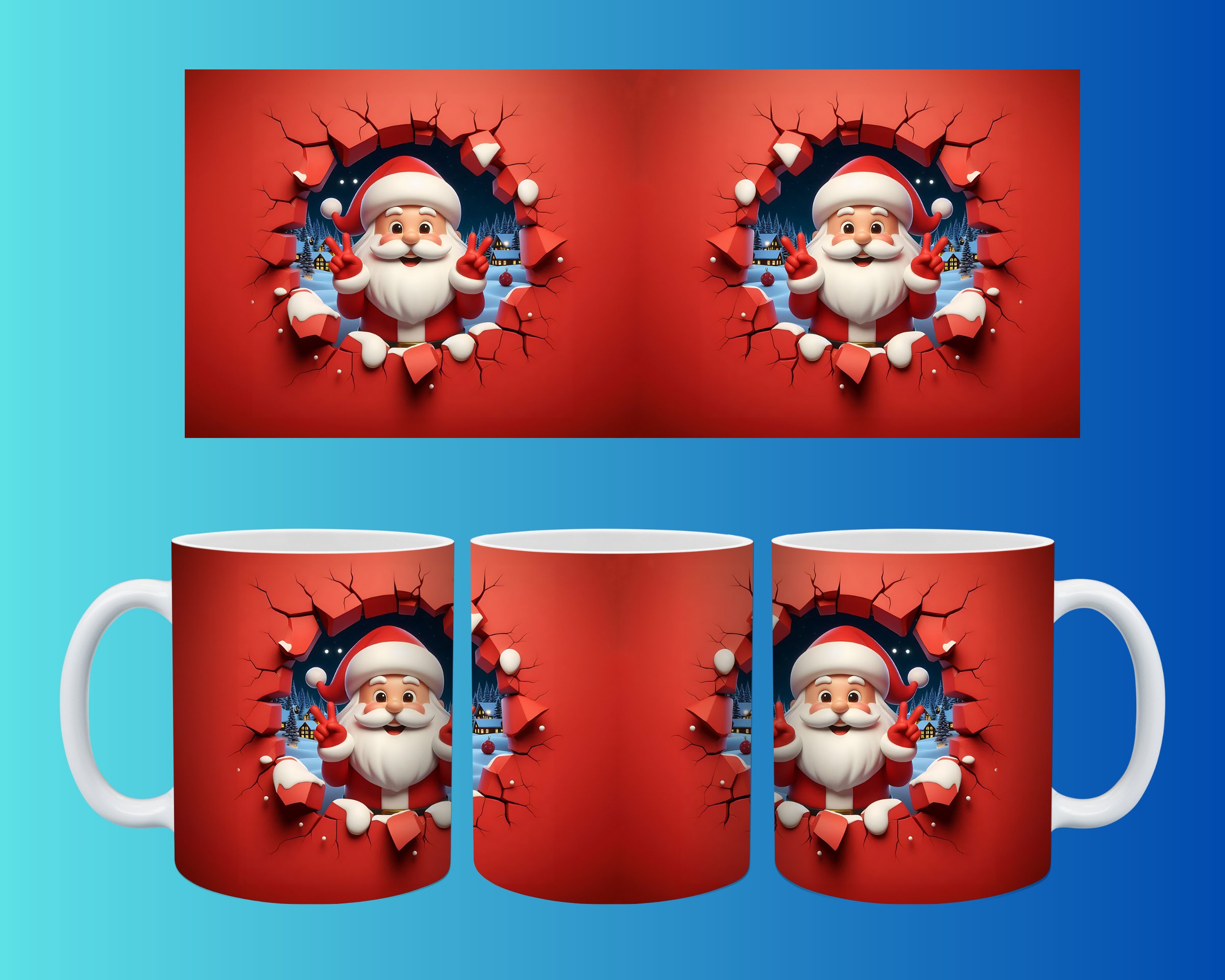 Yılbaşı ve Noel Konseptli Kupa – Renkli Özel Baskı Tasarım