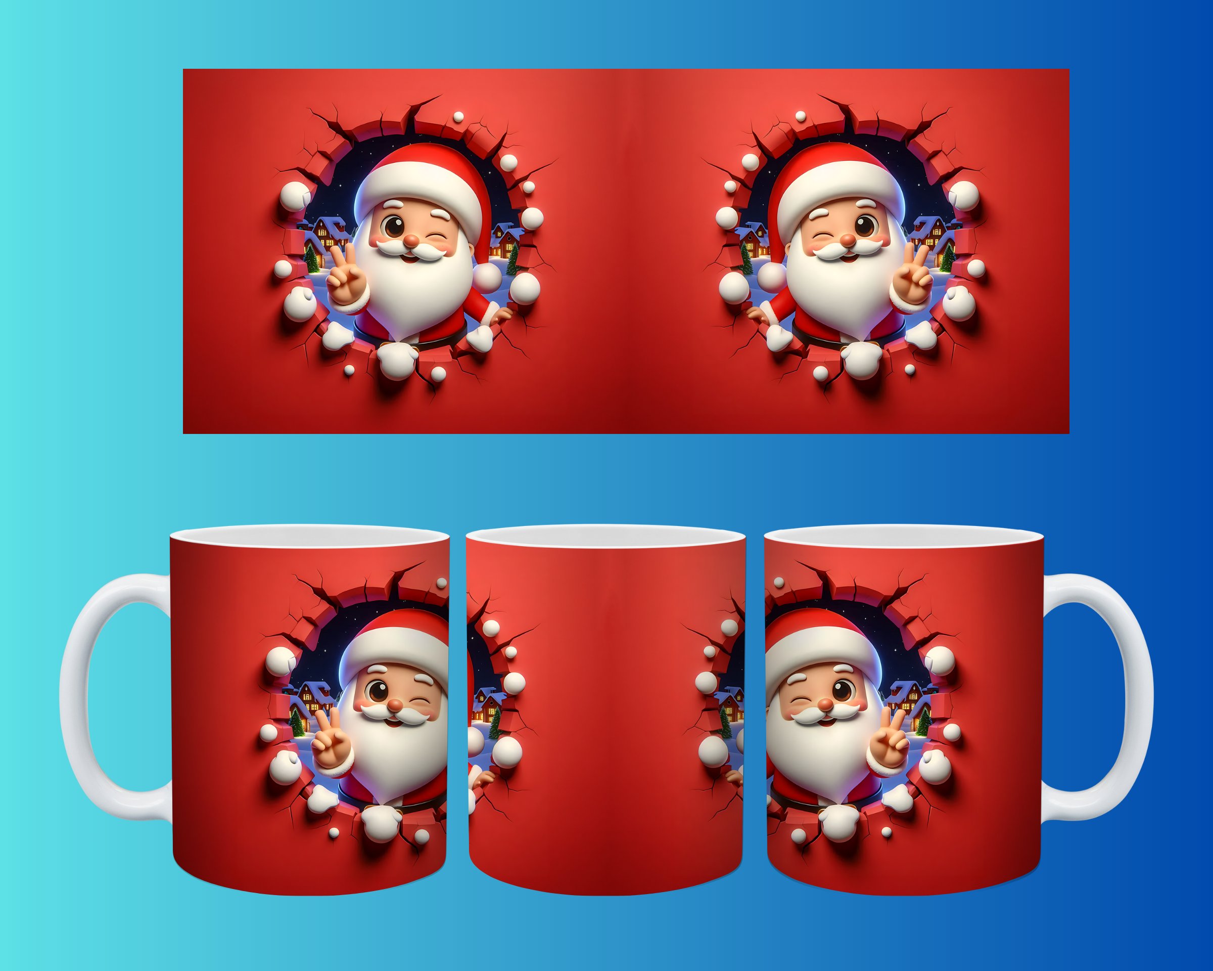 Yılbaşı ve Noel Konseptli Kupa – Renkli Özel Baskı Tasarım