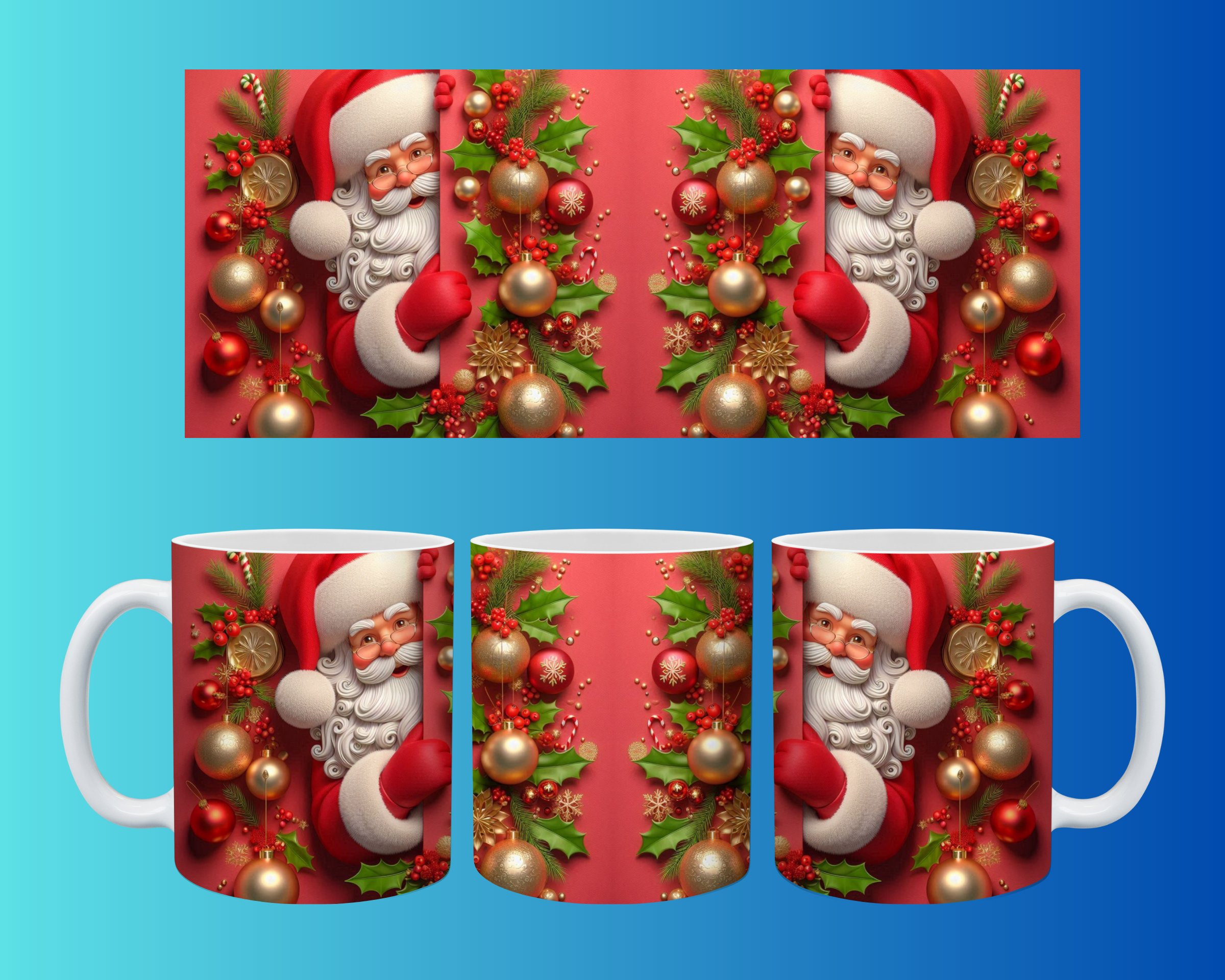 Yılbaşı ve Noel Konseptli Kupa – Renkli Özel Baskı Tasarım