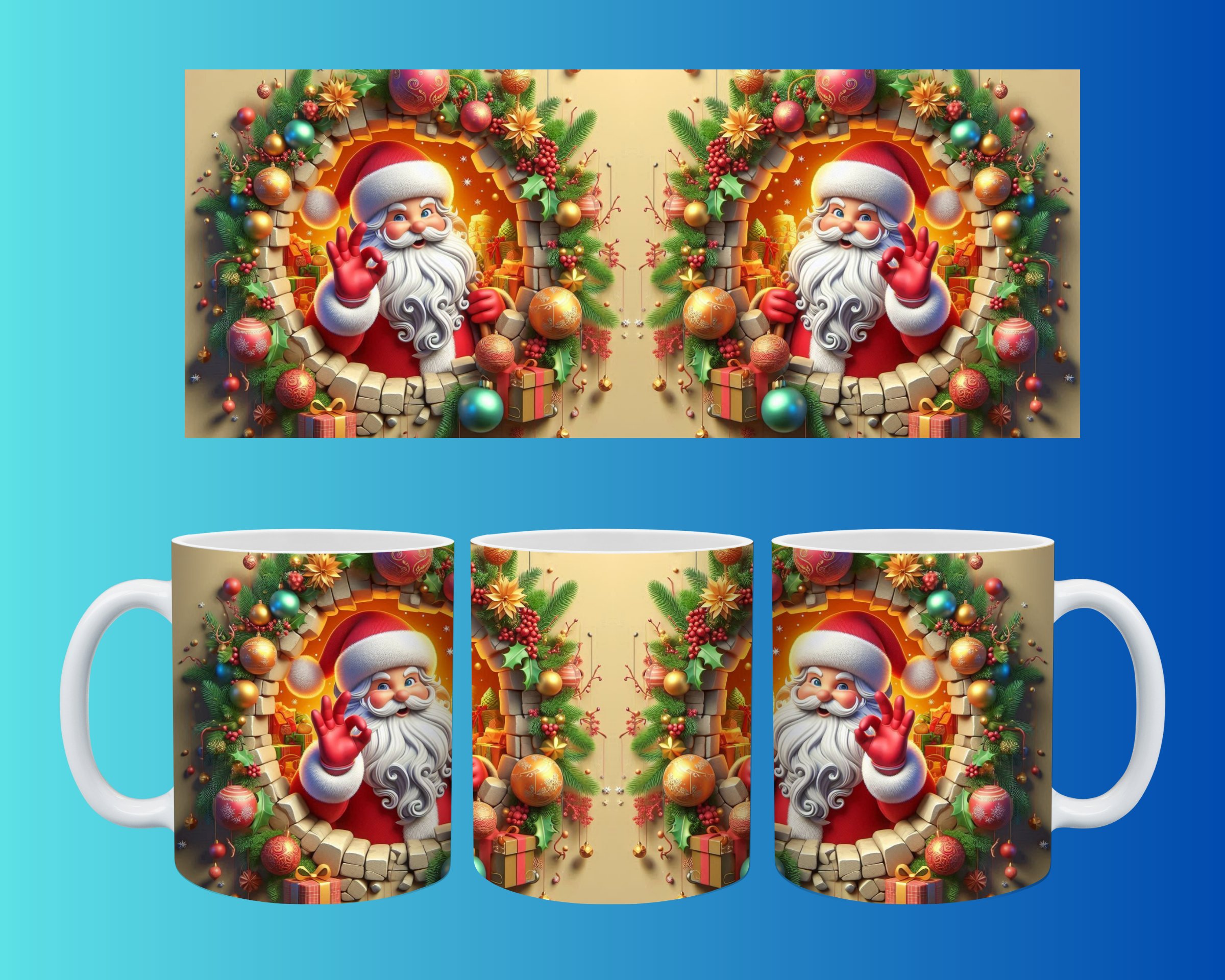 Yılbaşı ve Noel Konseptli Kupa – Renkli Özel Baskı Tasarım