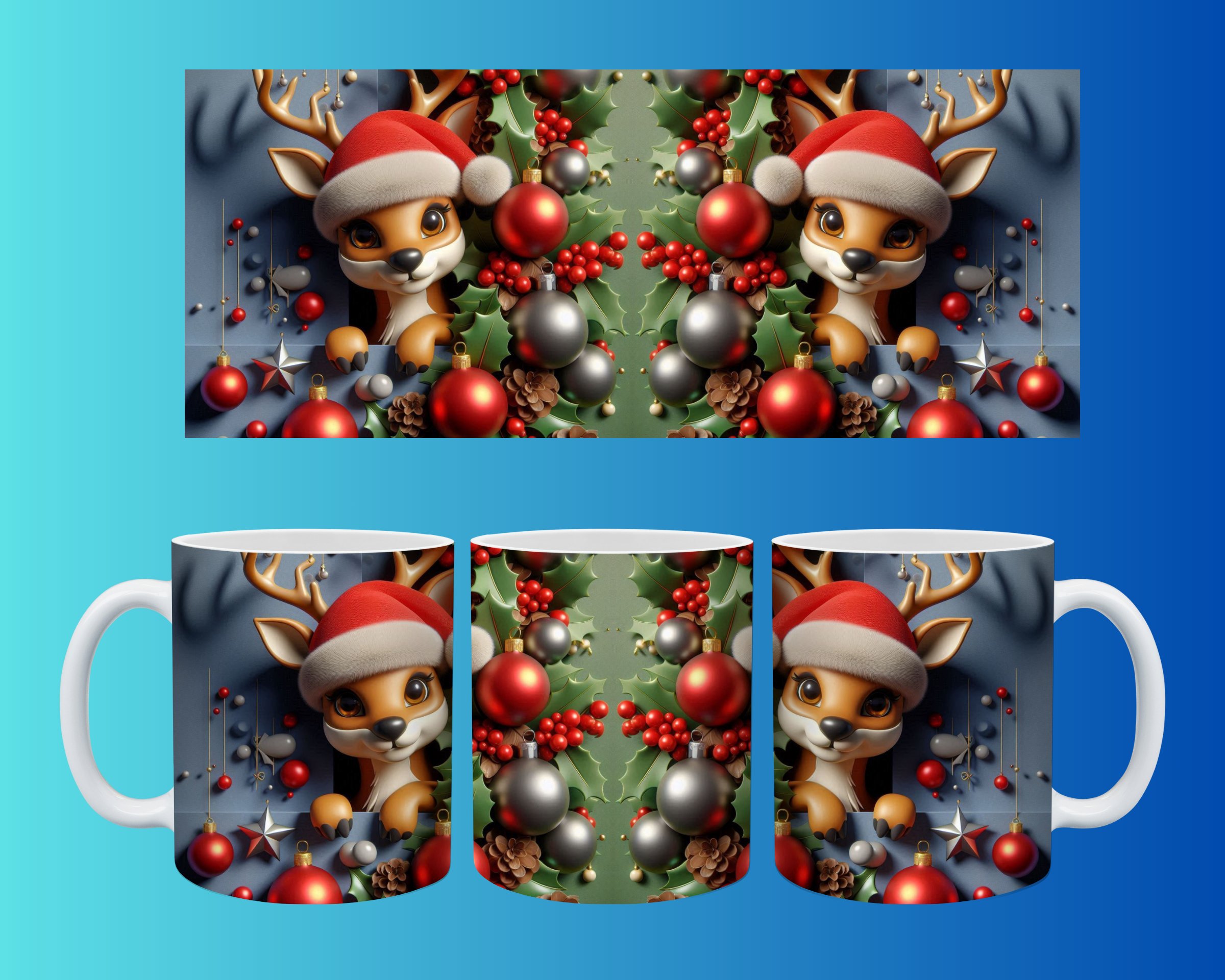 Yılbaşı ve Noel Konseptli Kupa – Renkli Özel Baskı Tasarım