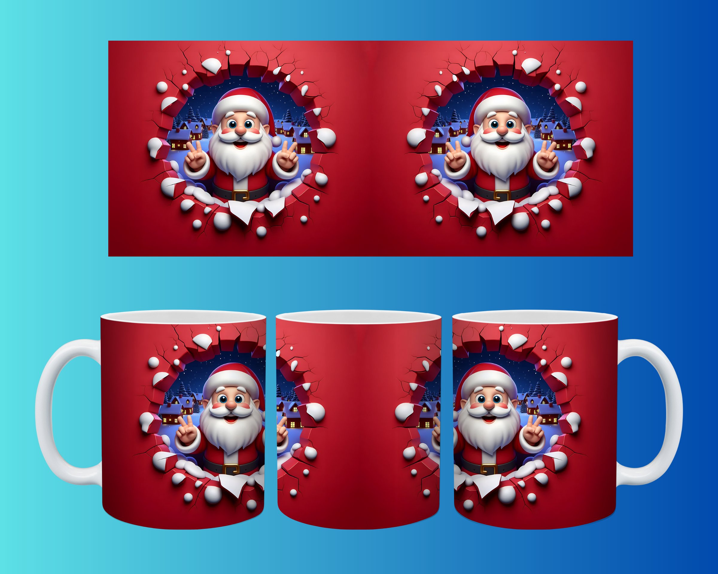 Yılbaşı ve Noel Konseptli Kupa – Renkli Özel Baskı Tasarım
