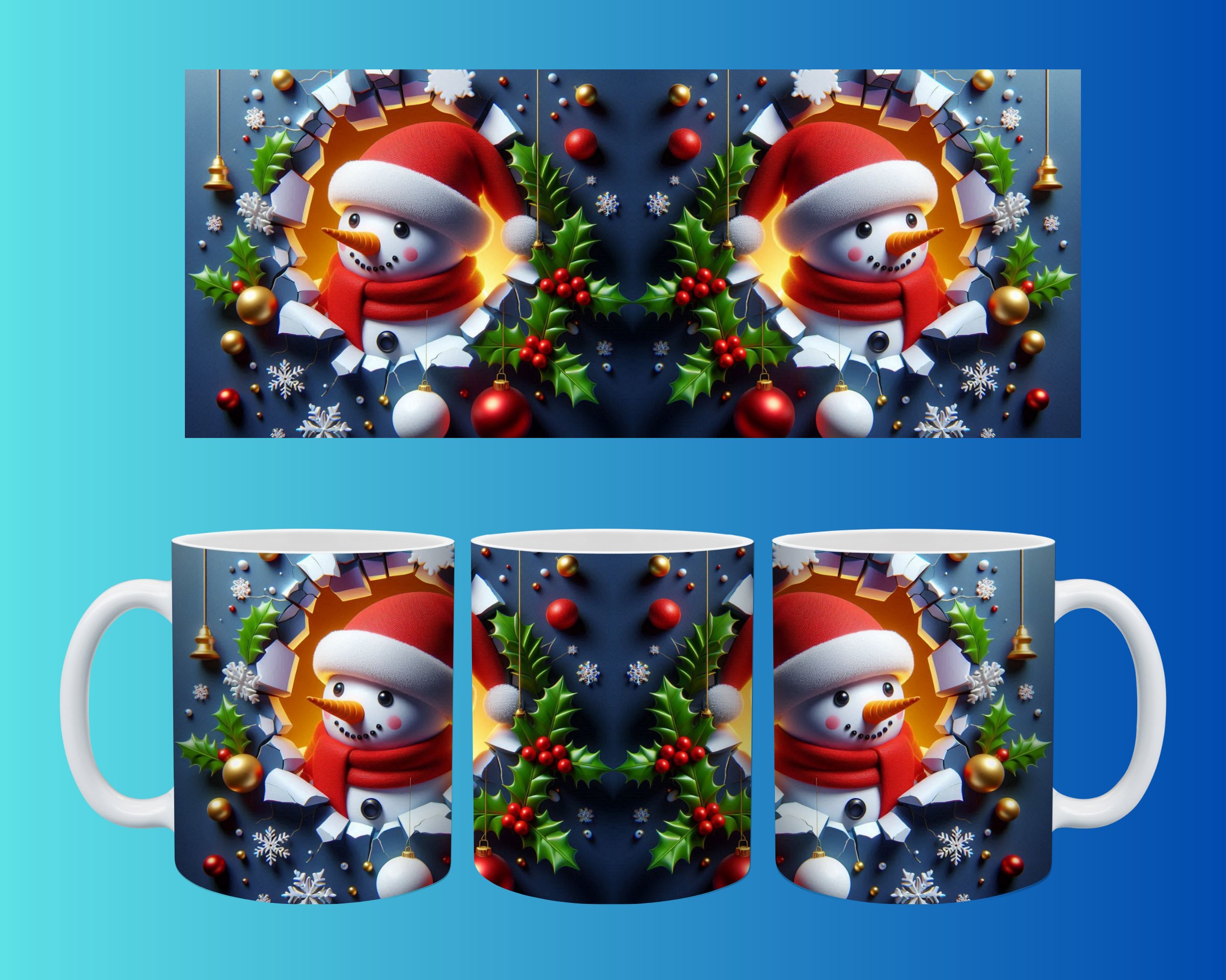 Yılbaşı ve Noel Konseptli Kupa – Renkli Özel Baskı Tasarım