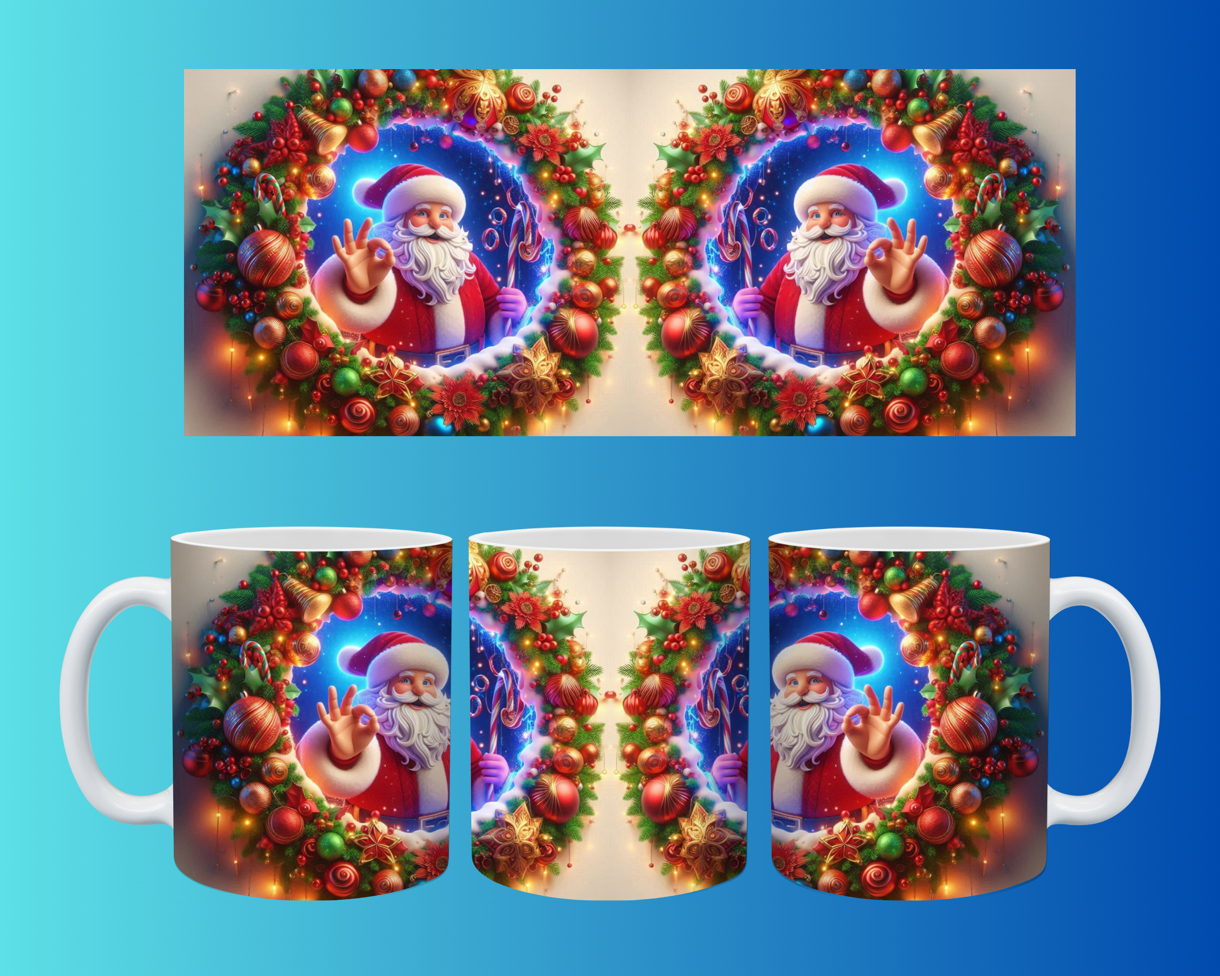 Yılbaşı ve Noel Konseptli Kupa – Renkli Özel Baskı Tasarım
