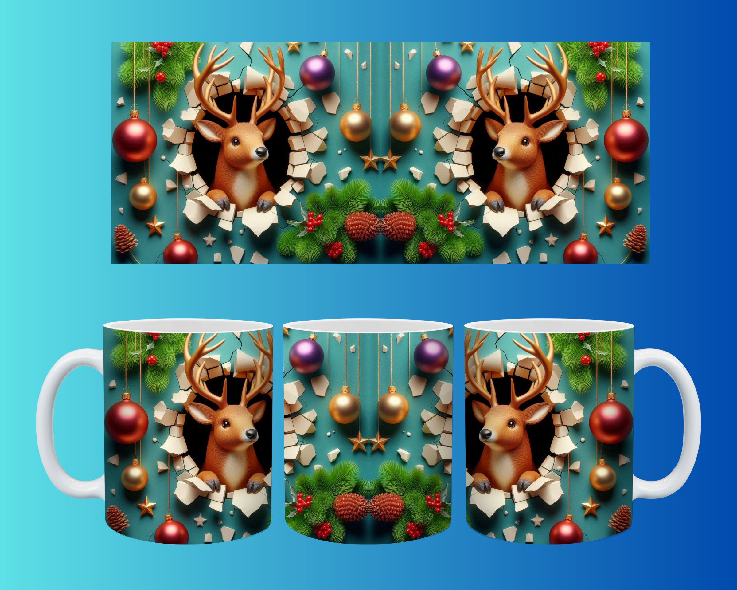 Yılbaşı ve Noel Konseptli Kupa – Renkli Özel Baskı Tasarım