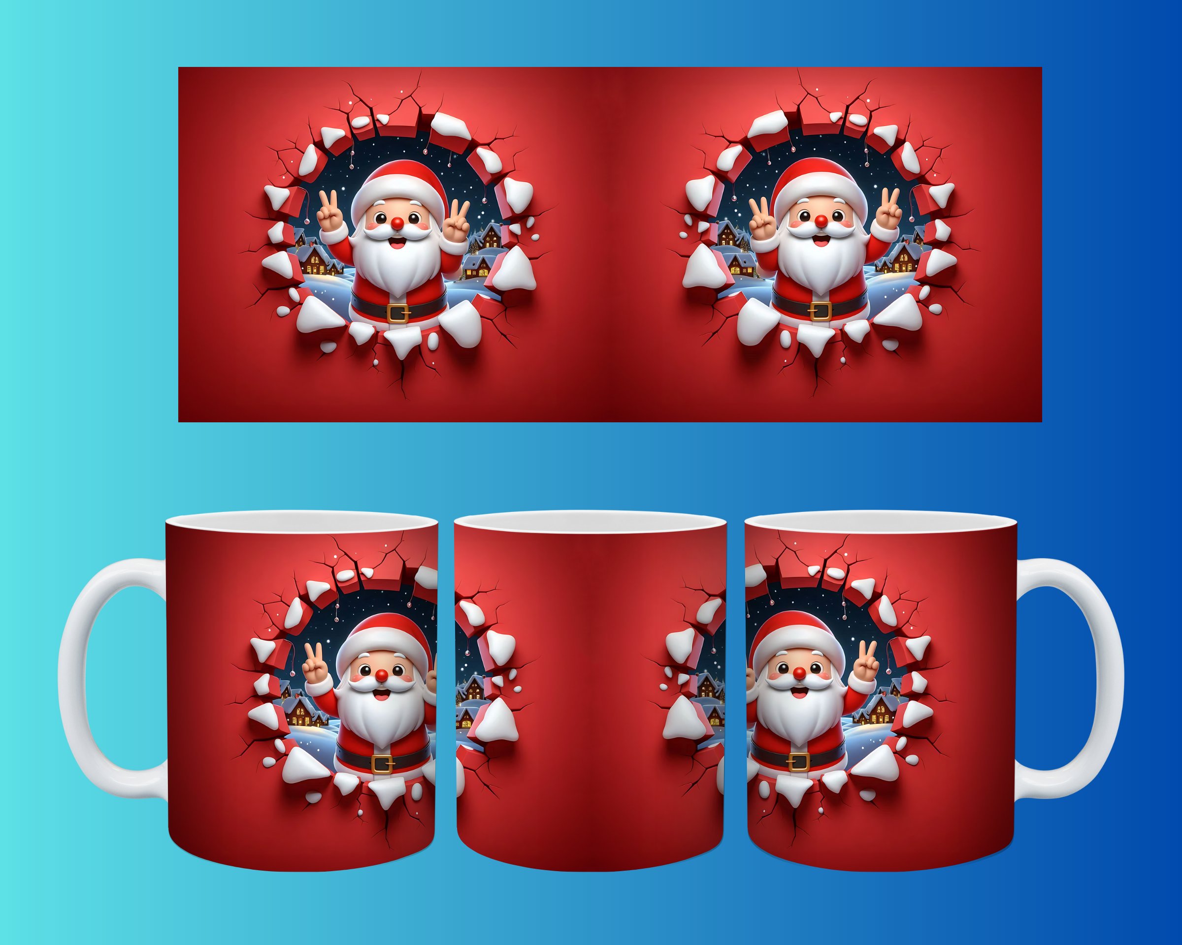 Yılbaşı ve Noel Konseptli Kupa – Renkli Özel Baskı Tasarım