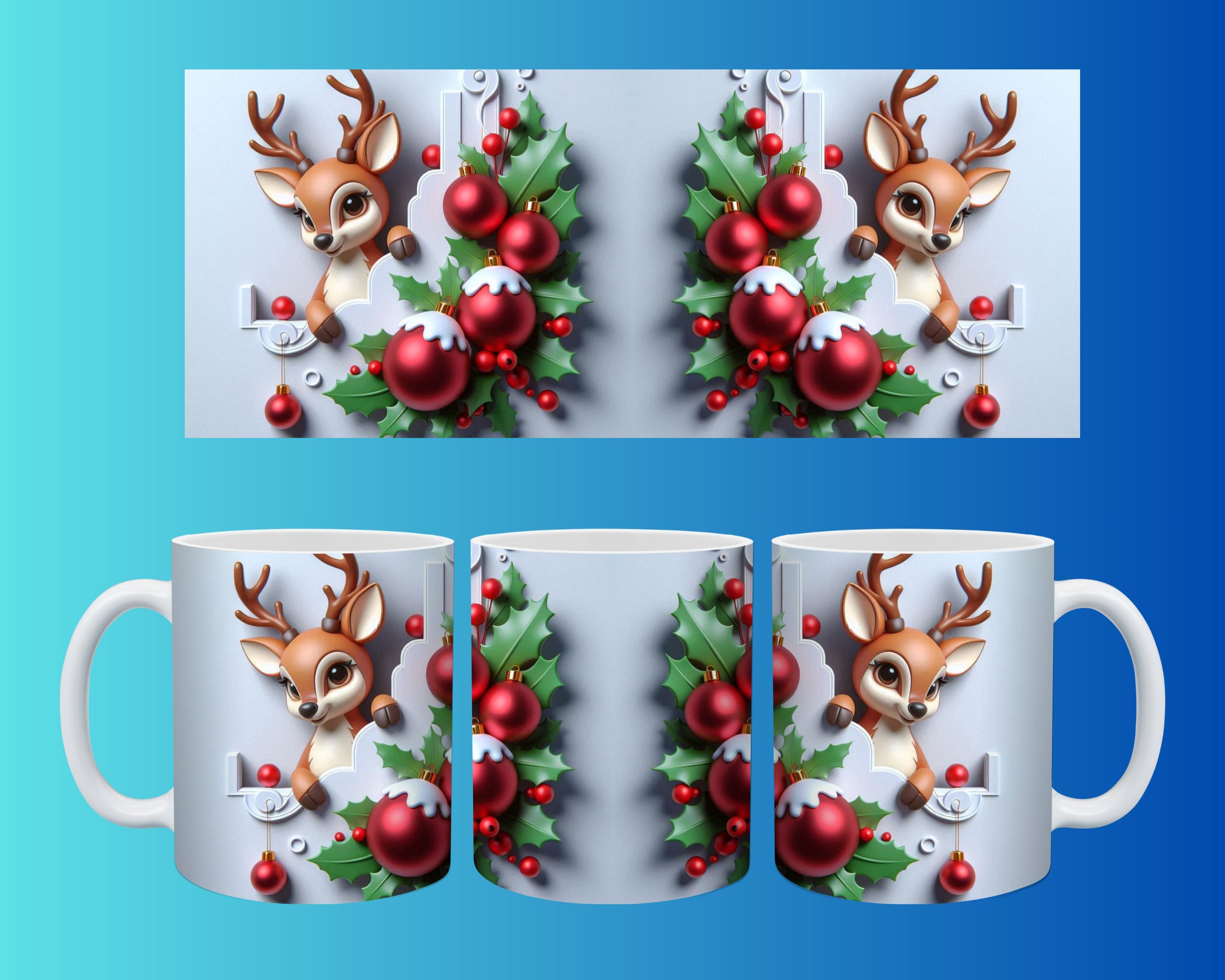 Yılbaşı ve Noel Konseptli Kupa – Renkli Özel Baskı Tasarım
