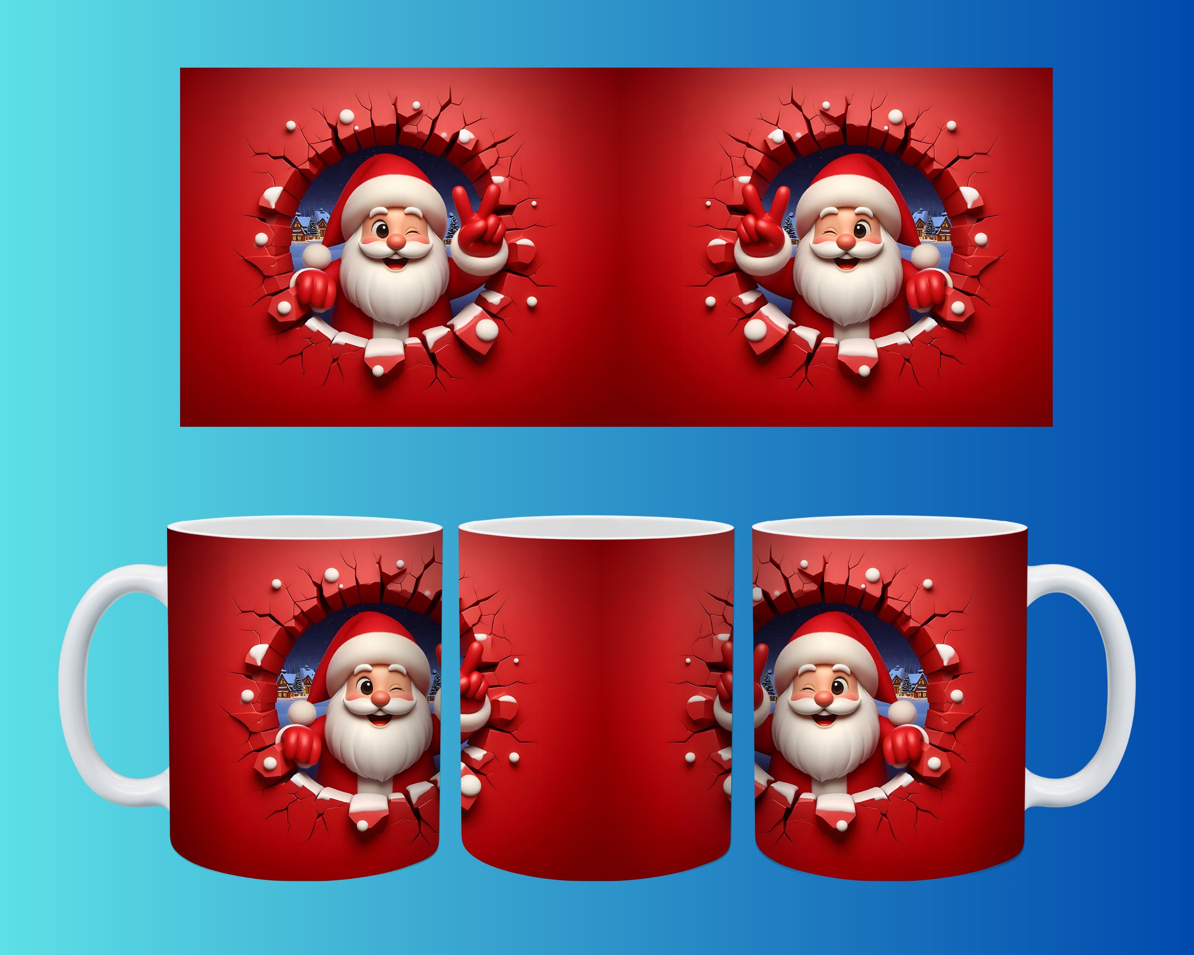Yılbaşı ve Noel Konseptli Kupa – Renkli Özel Baskı Tasarım