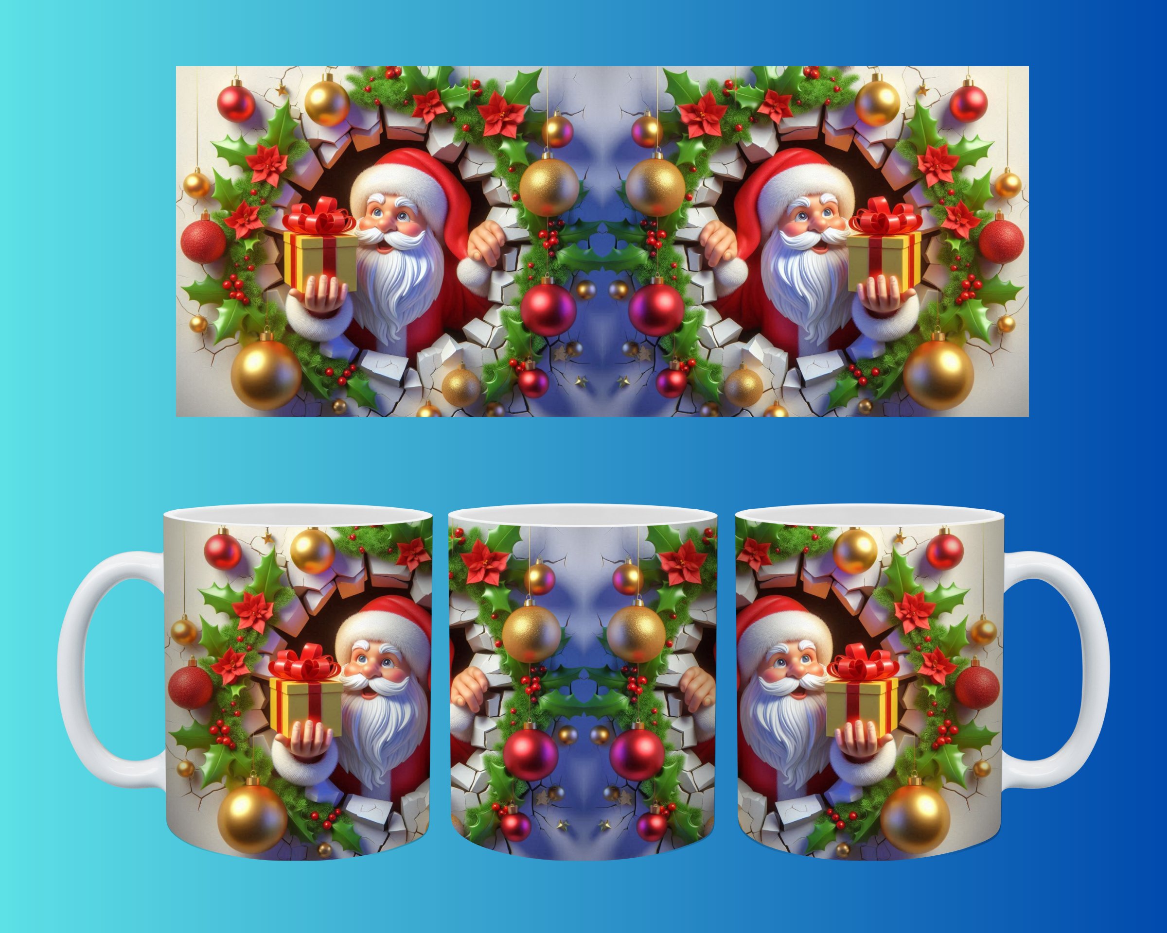 Yılbaşı ve Noel Konseptli Kupa – Renkli Özel Baskı Tasarım