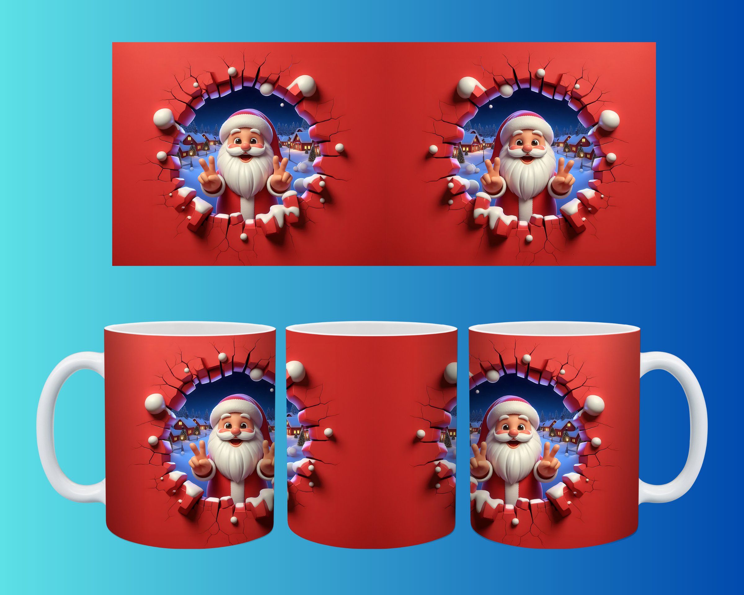 Yılbaşı ve Noel Konseptli Kupa – Renkli Özel Baskı Tasarım