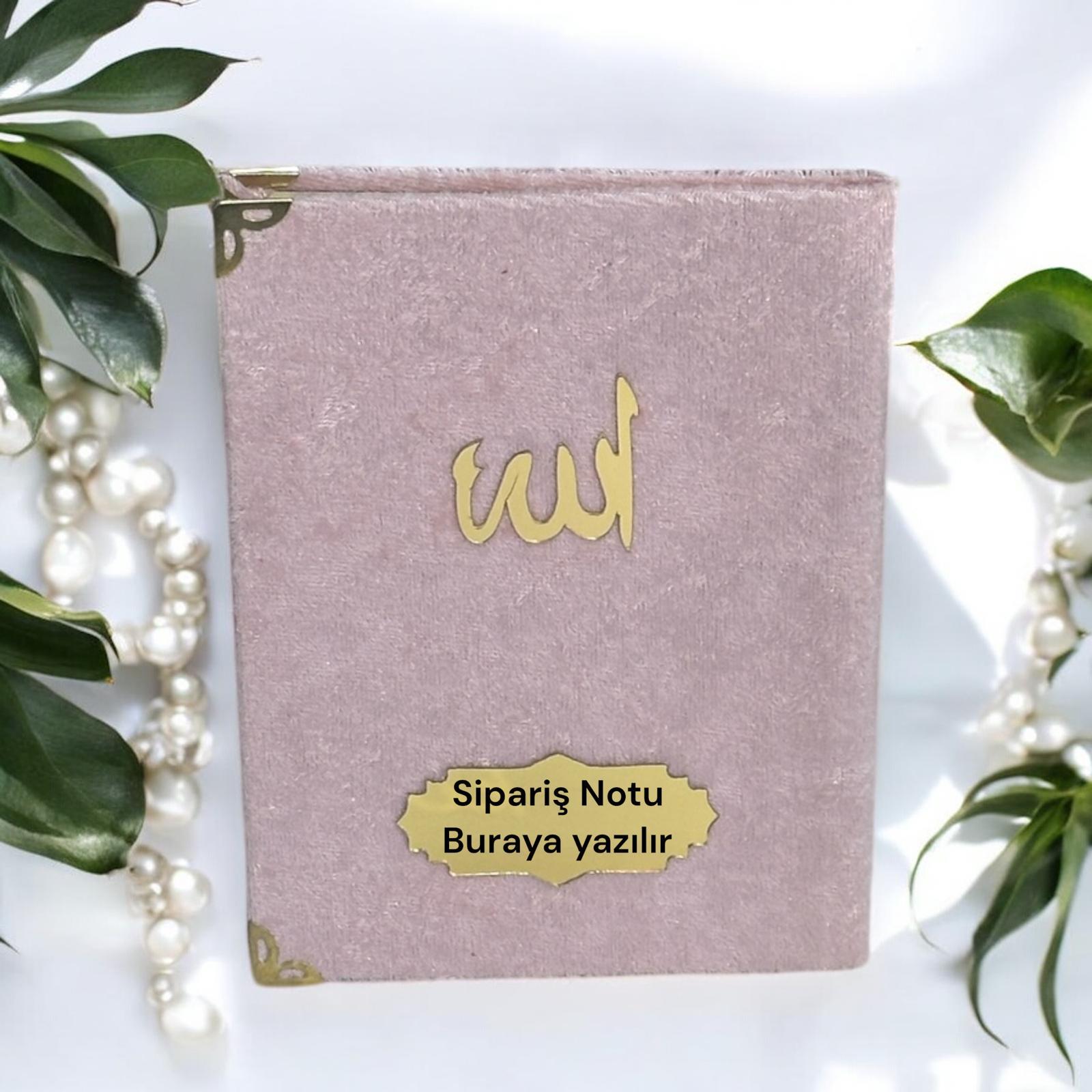 80 Sayfa Orta Boy Kadife Kaplı Yasin Kitabı Pembe