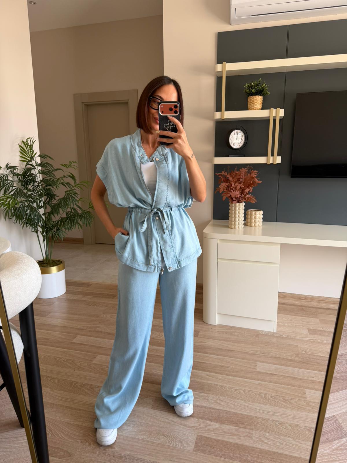 Açık Mavi Tensel Denim Takım