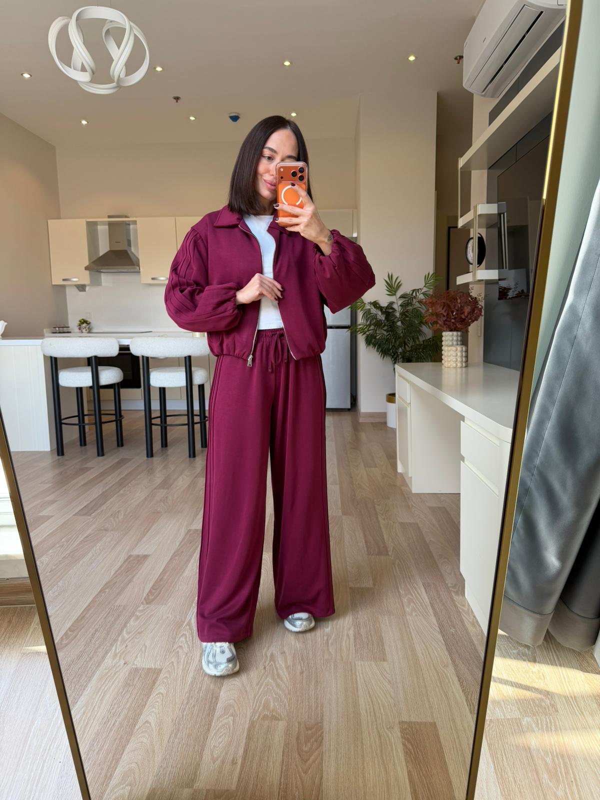 Bordo Bomber Modal Alt-Üst Takım