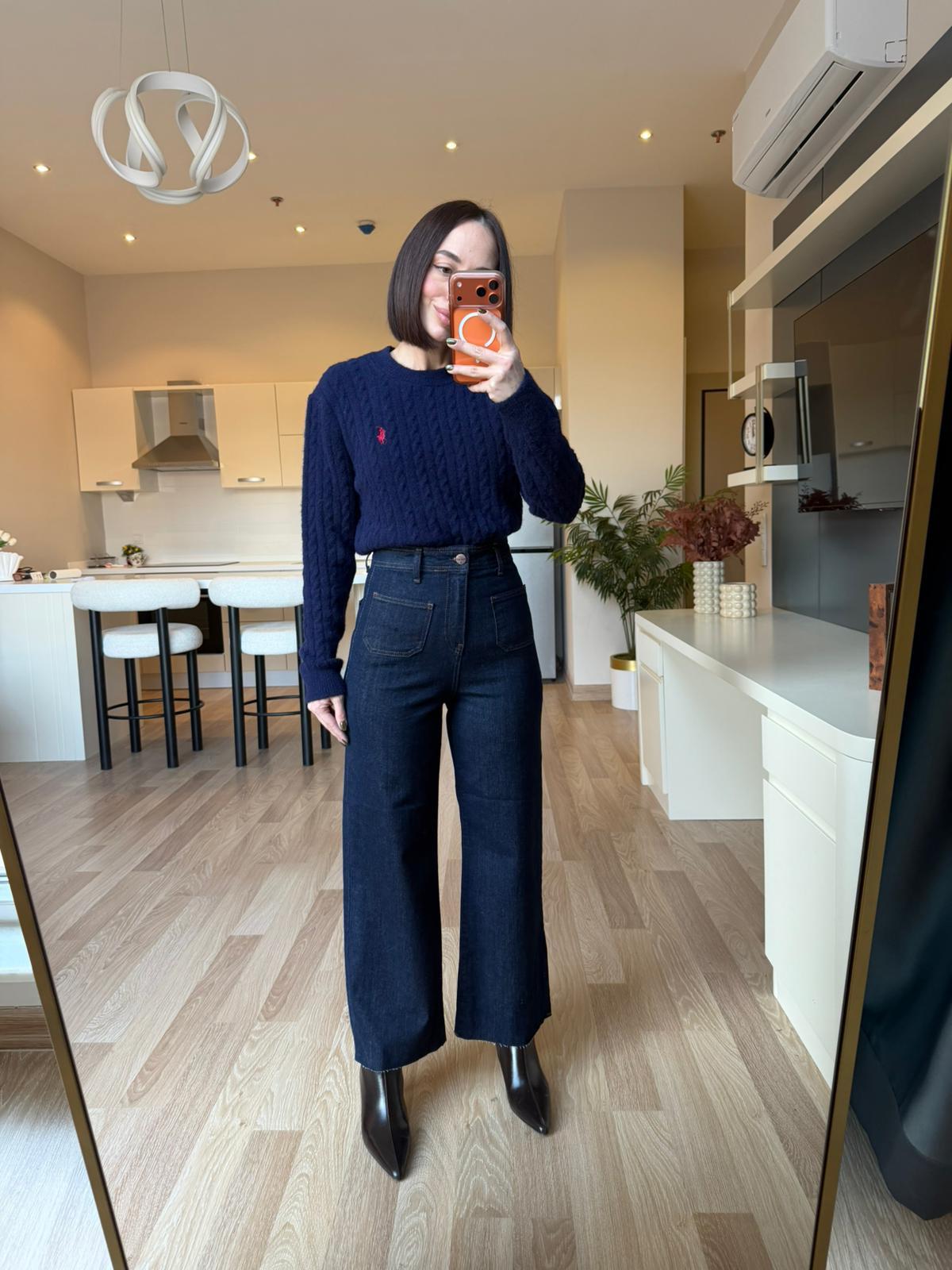 Gece Mavisi Wide Leg Jean