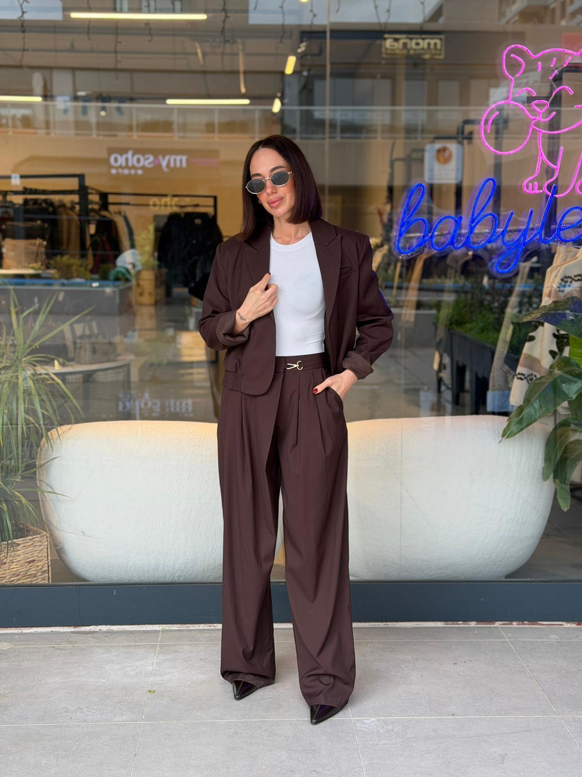 Kahve Bomber& Blazer Ceket PantolonTakım