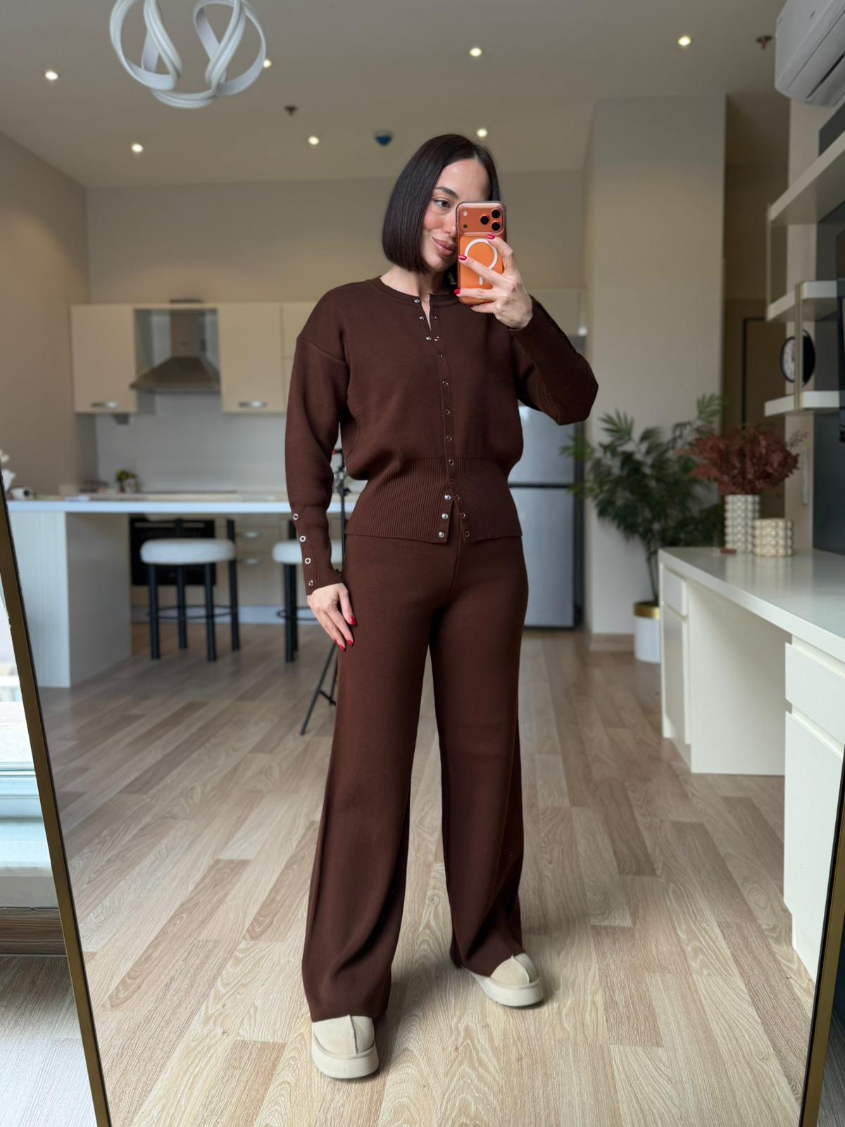Kahve Çıtçıt Detaylı Takım