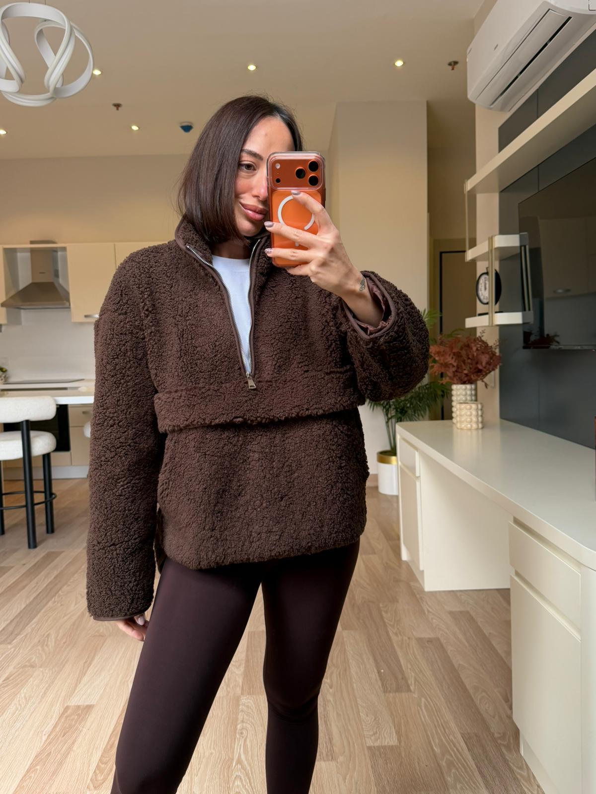 Kahve Peluş Sweatshirt