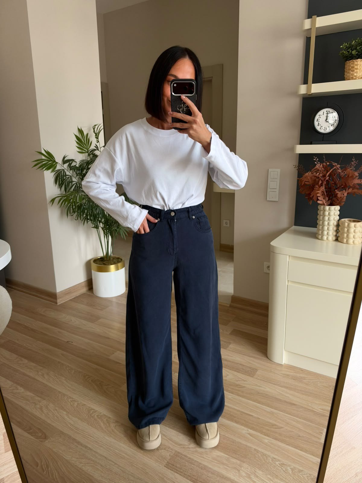Lacivert Beli Lastikli Tensel Denim