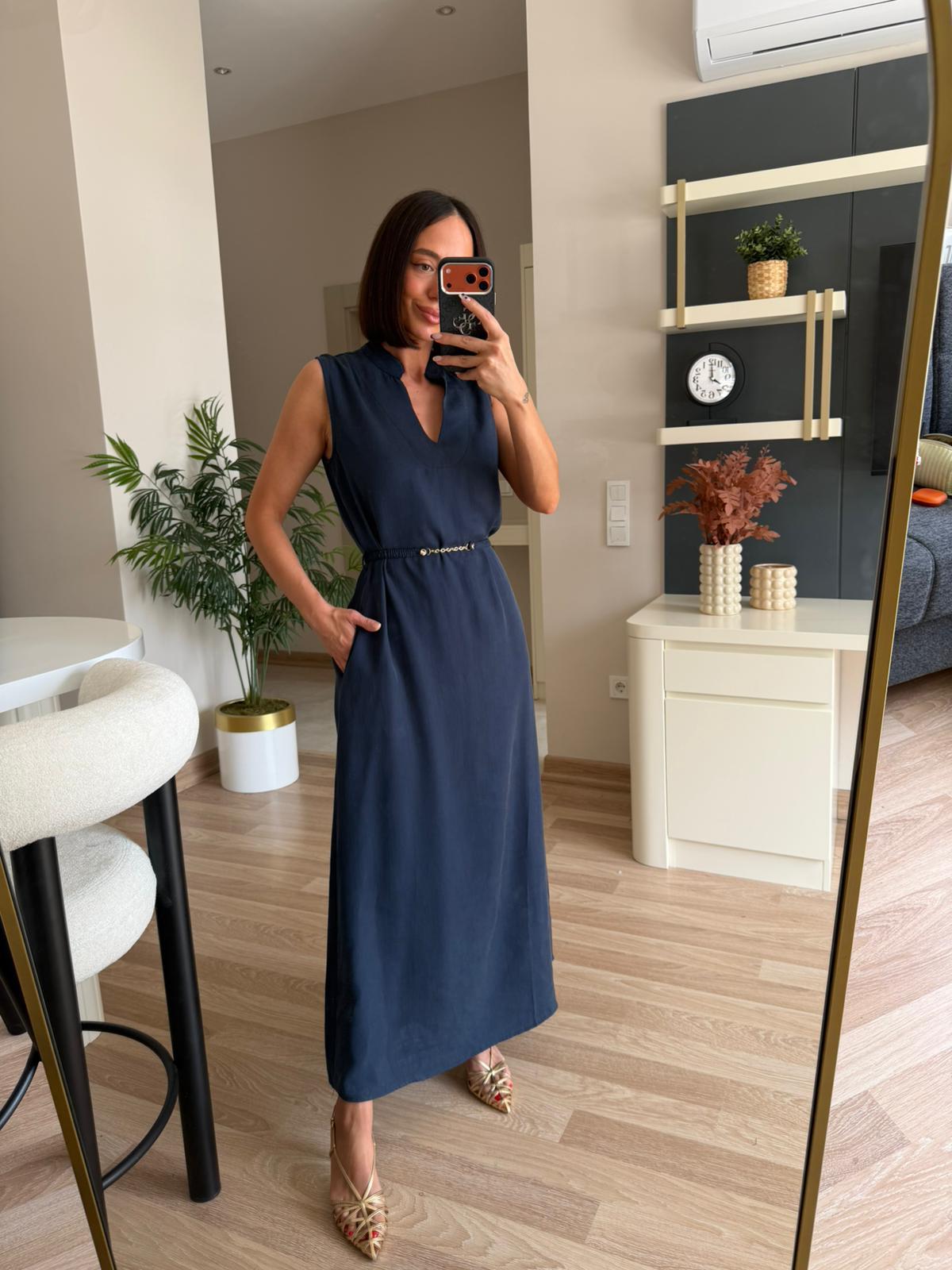 Marka Model Lacivert Tensel Elbise