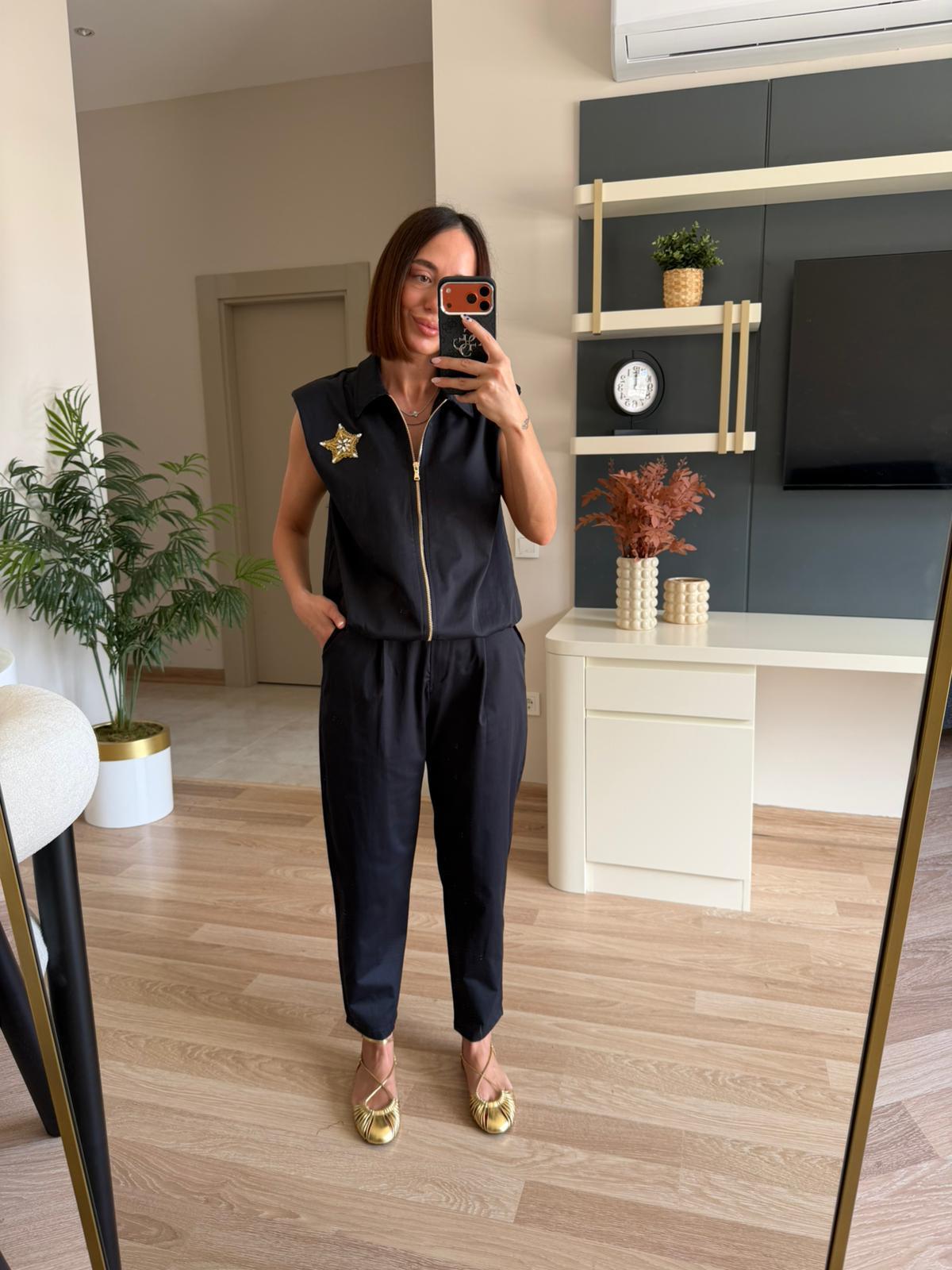 Marka Model Lacivert Yıldız İşlemli Yelek Pantolon Takım
