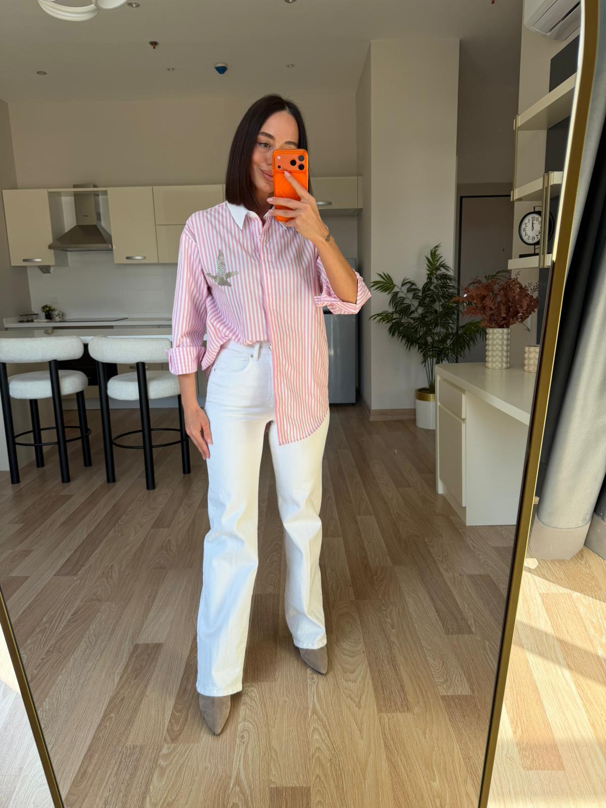 Orj. Pembe Çizgili Gömlek