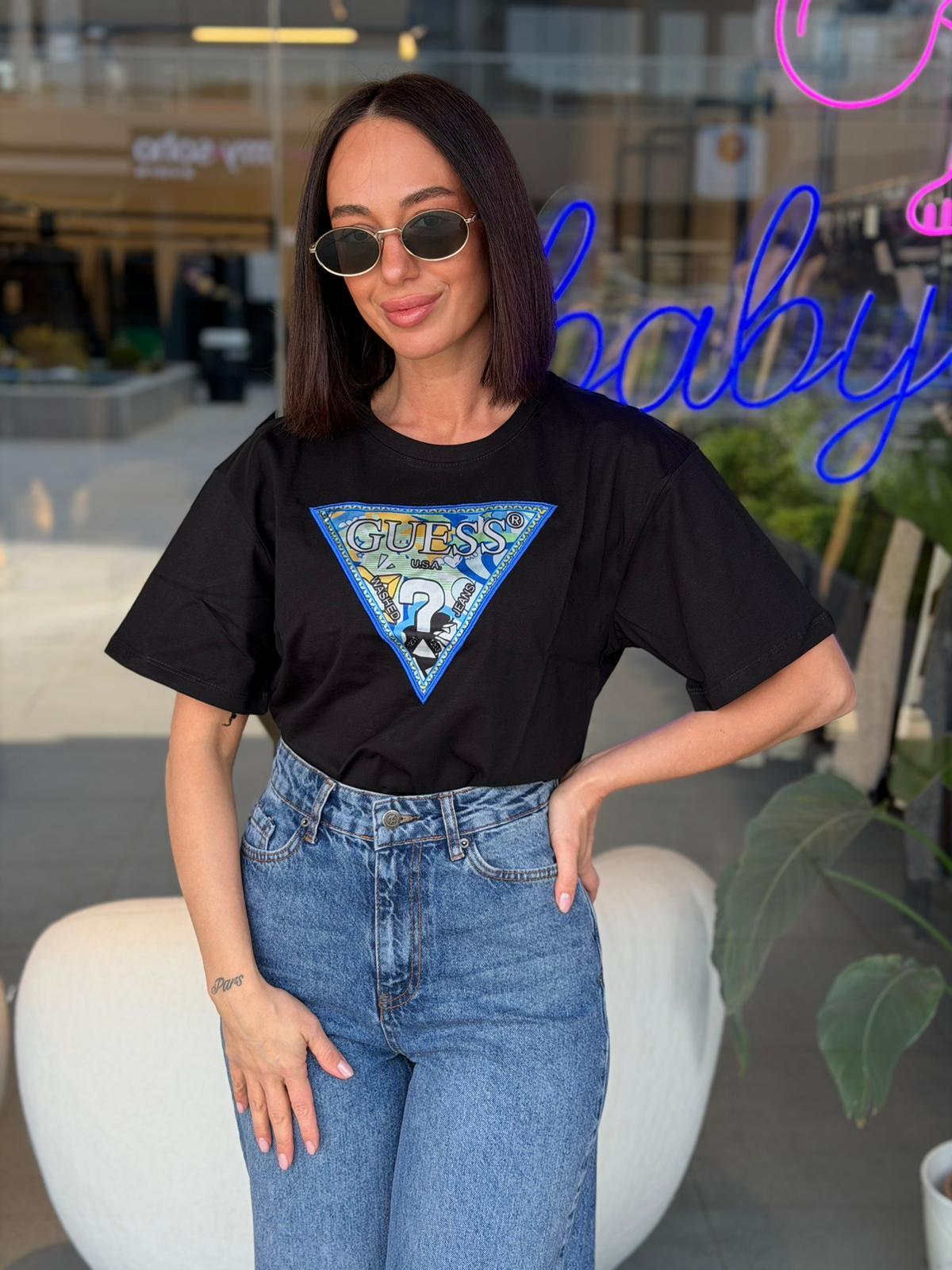 Orj. Marka Siyah Baskılı Tshirt