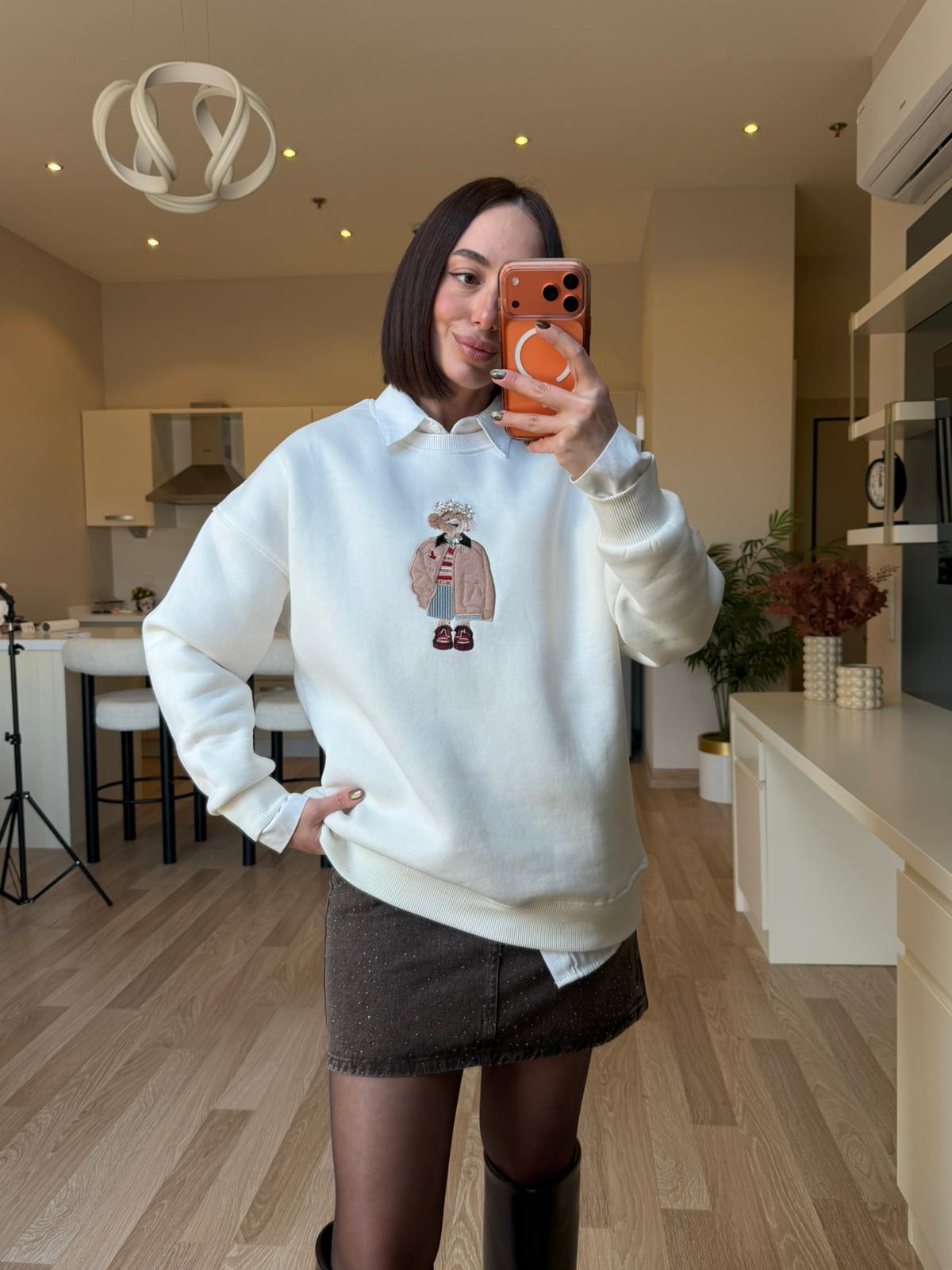 Orj. Marka Ekru Teddy Sweat