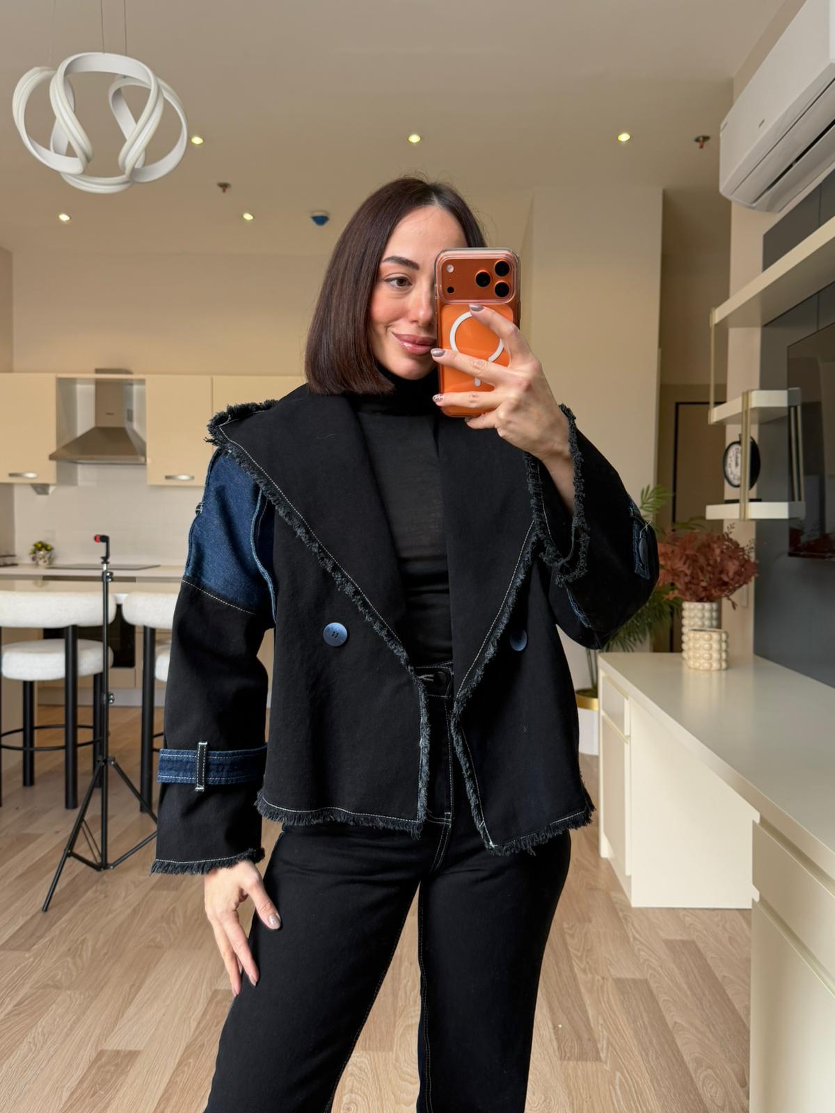Siyah-Mavi Denim Takım