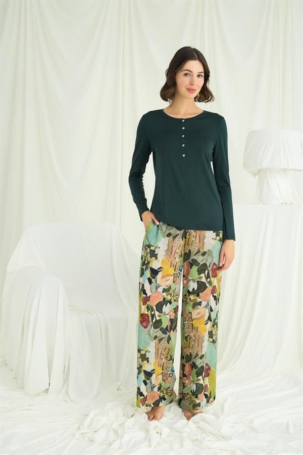 Arias Closet Çiçek ve Yaprak Desenli Pijama Takımı