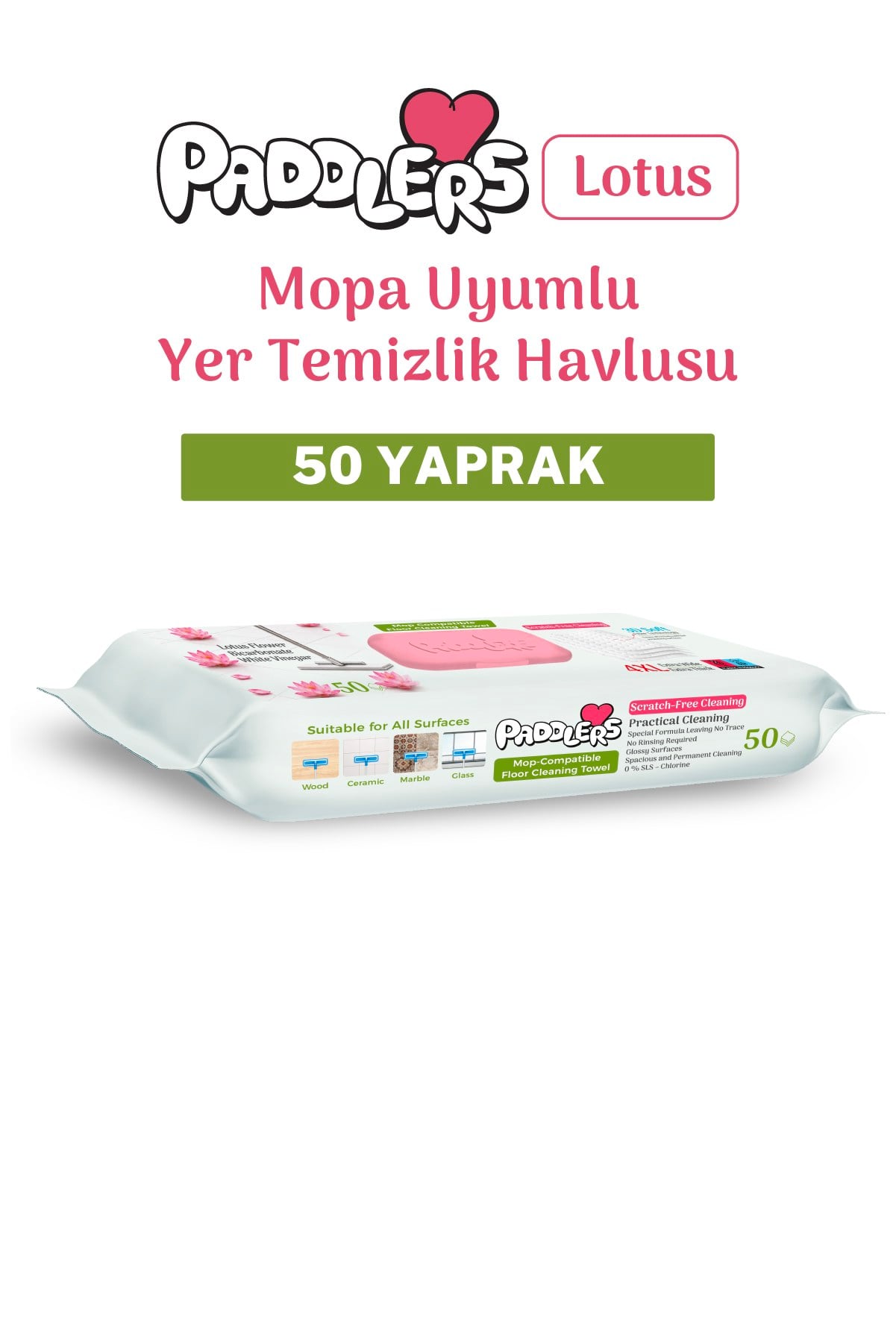 Easy Clean Lotus Çiçeği Kokulu Mopa Uyumlu Yer Temizlik Havlusu 50 Yaprak