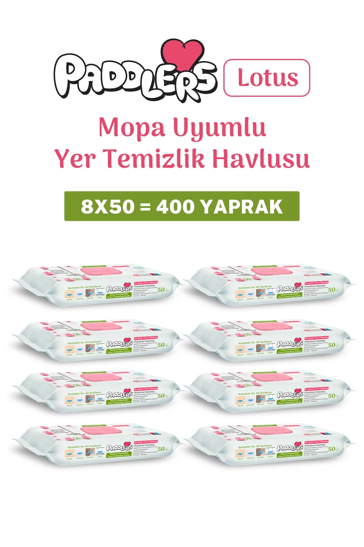 Easy Clean Lotus Çiçeği Kokulu Mopa Uyumlu Yer Temizlik Havlusu 8x50 400 Yaprak