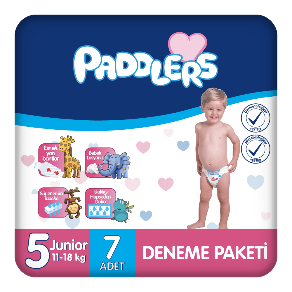 Paddlers Bebek Bezi 5 Numara Junior 7 Adet (11-18 Kg) Deneme Paketi