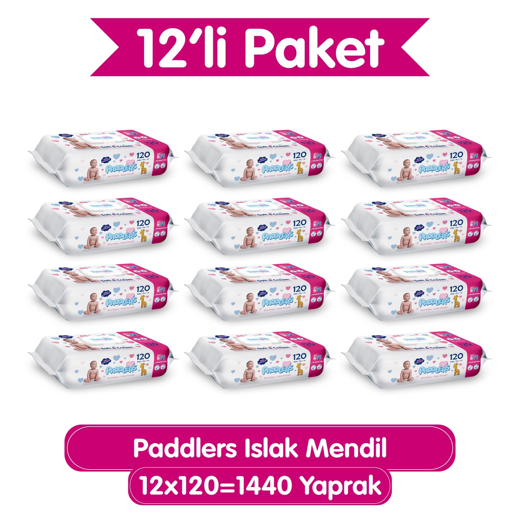 Paddlers Islak Mendil 120 x 12 li Koli (1440 Yaprak)
