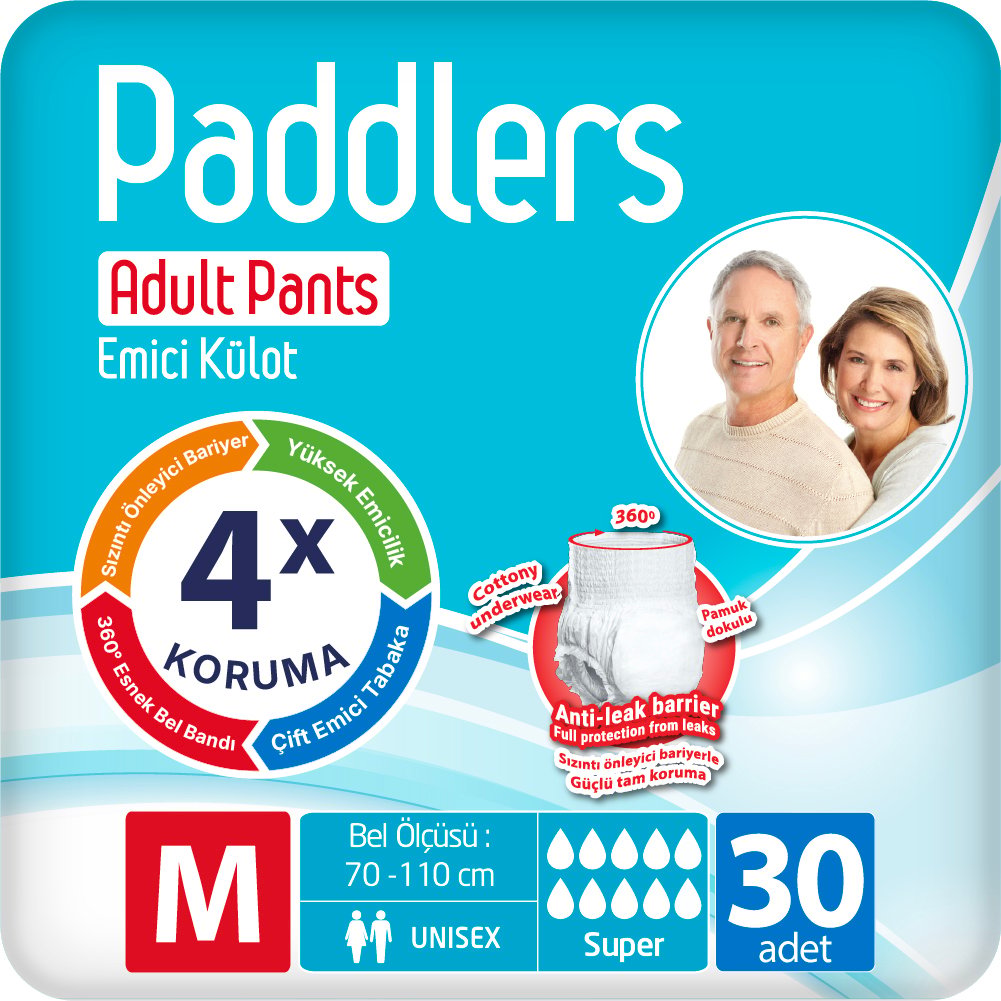 Paddlers Yetişkin Hasta Emici Külot Bez Medium 30 Adet