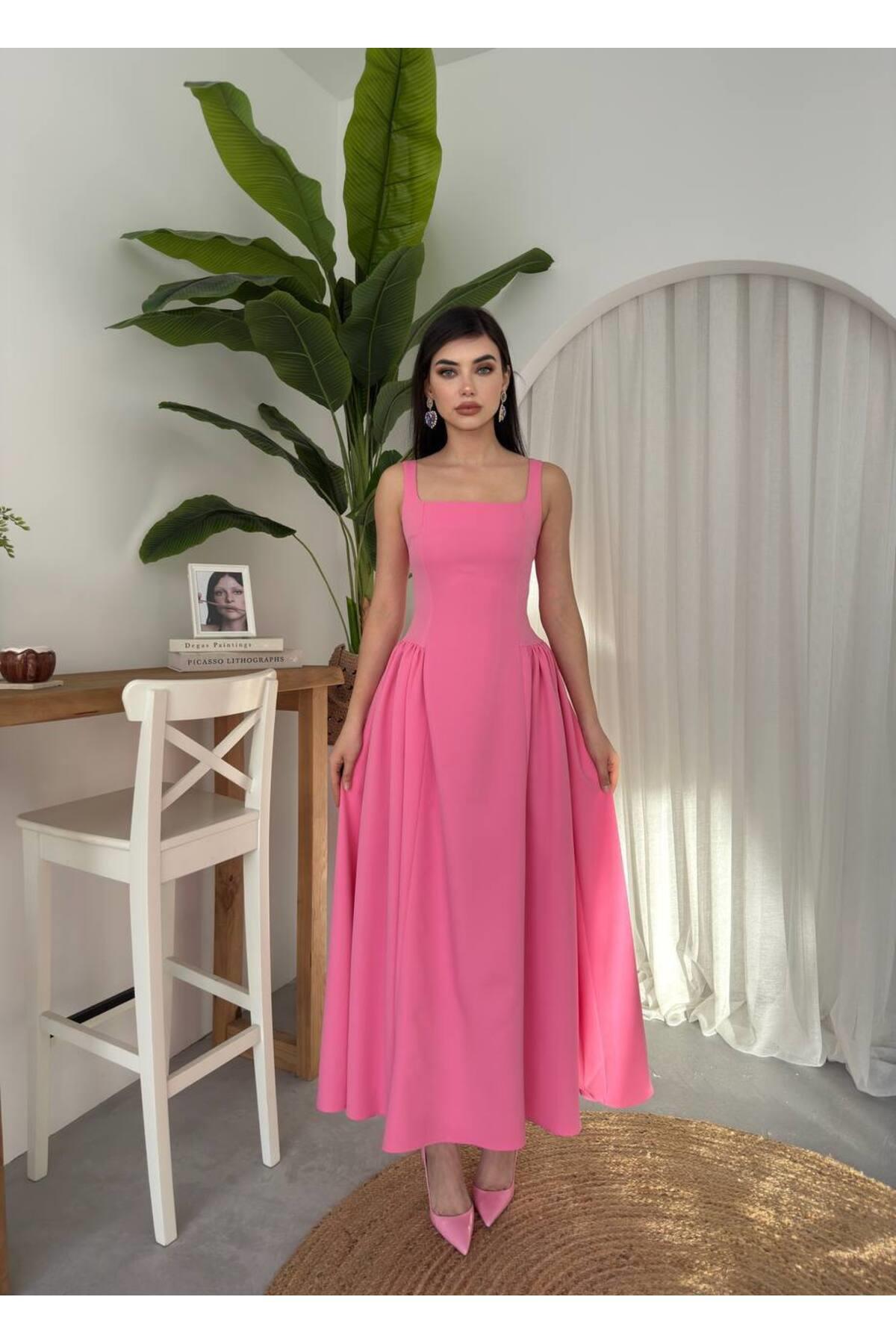 CARREL Maxi Kaliteli Elbise PEMBE