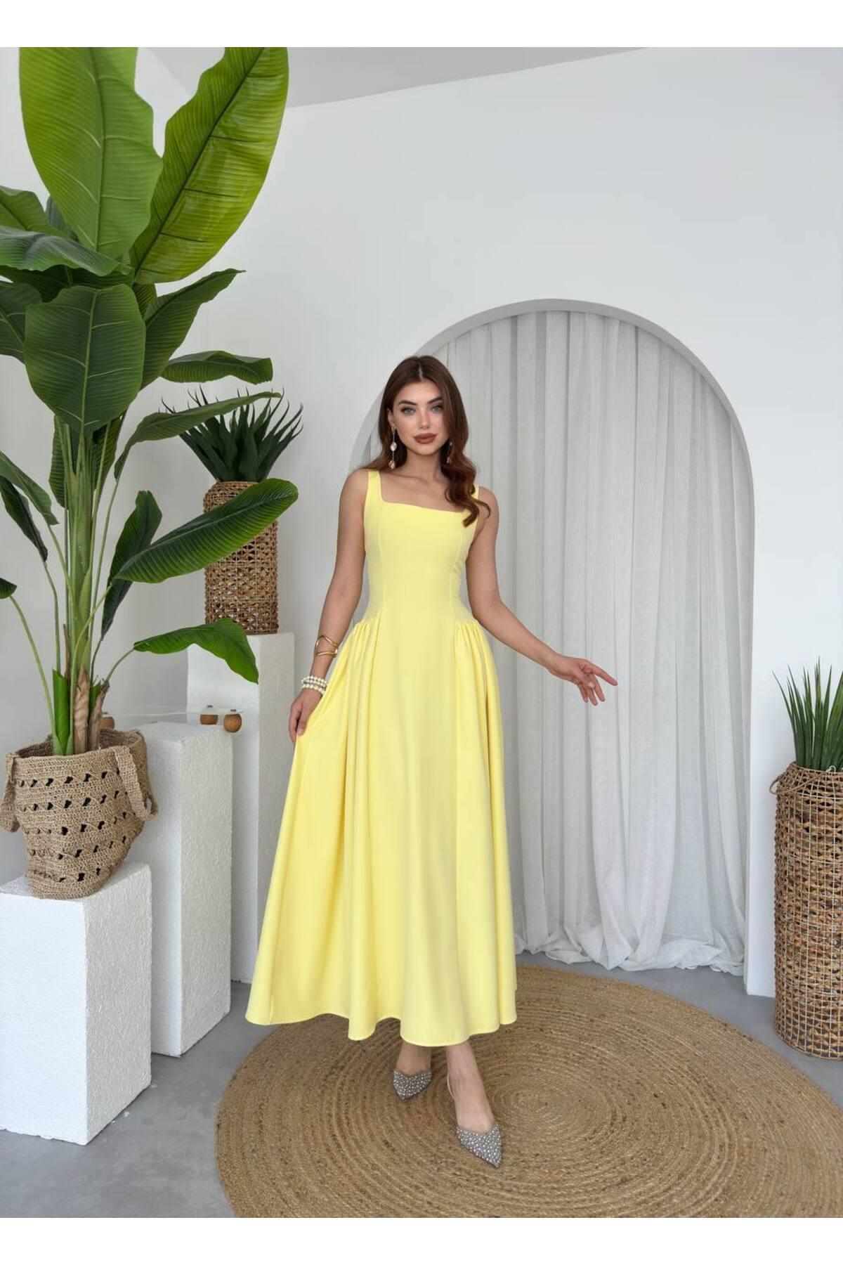 CARREL Maxi Kaliteli Elbise Sarı