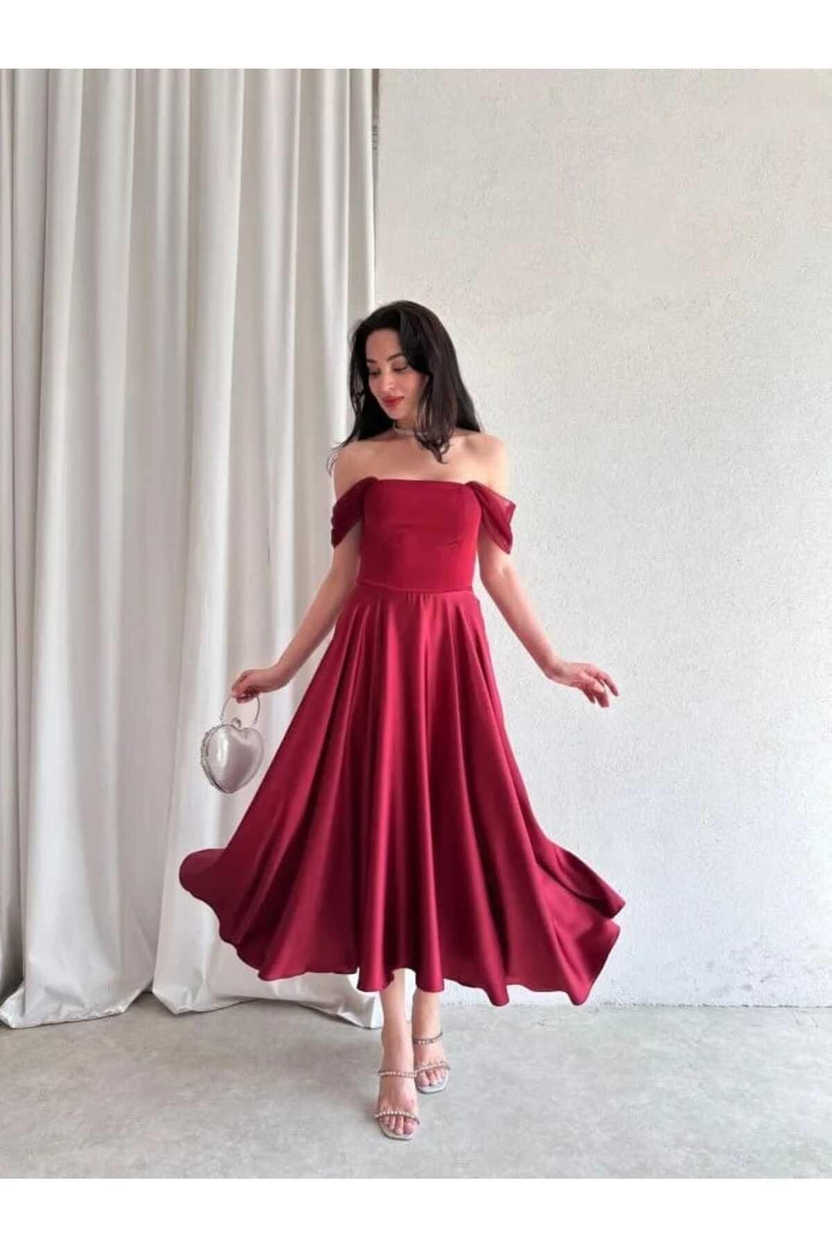 MARX Midi Elbise Bordo