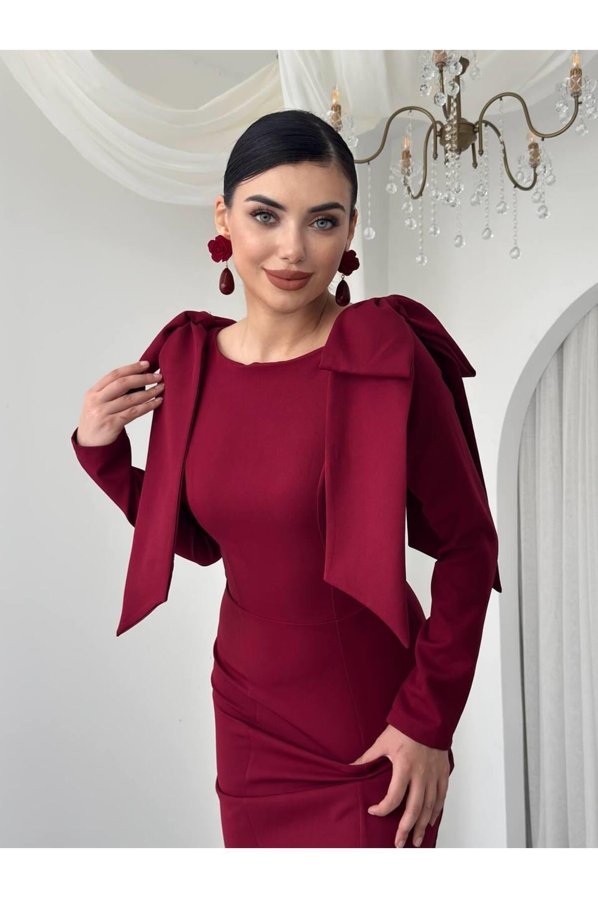 MAXI ALYA ELBİSE Bordo