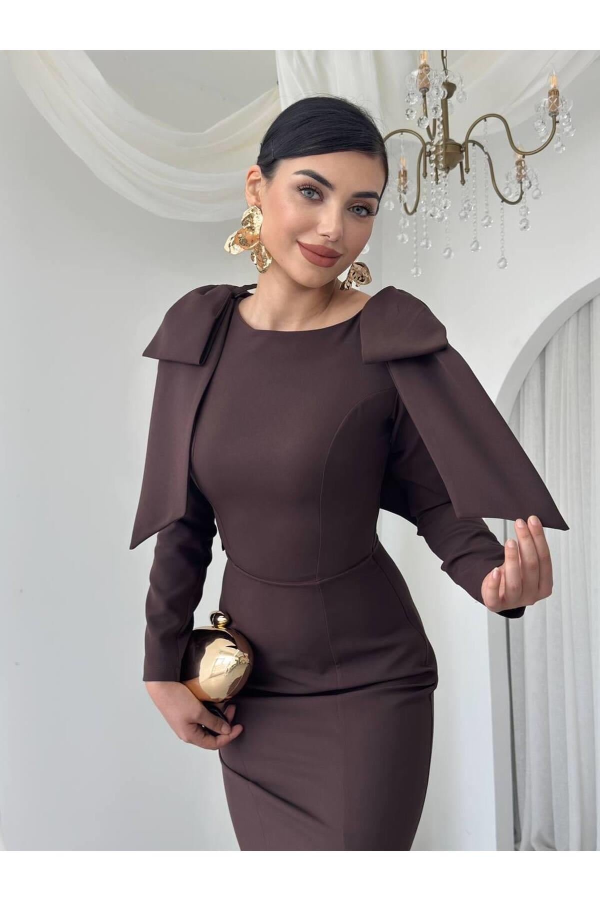 MAXI ALYA ELBİSE Kahverengi