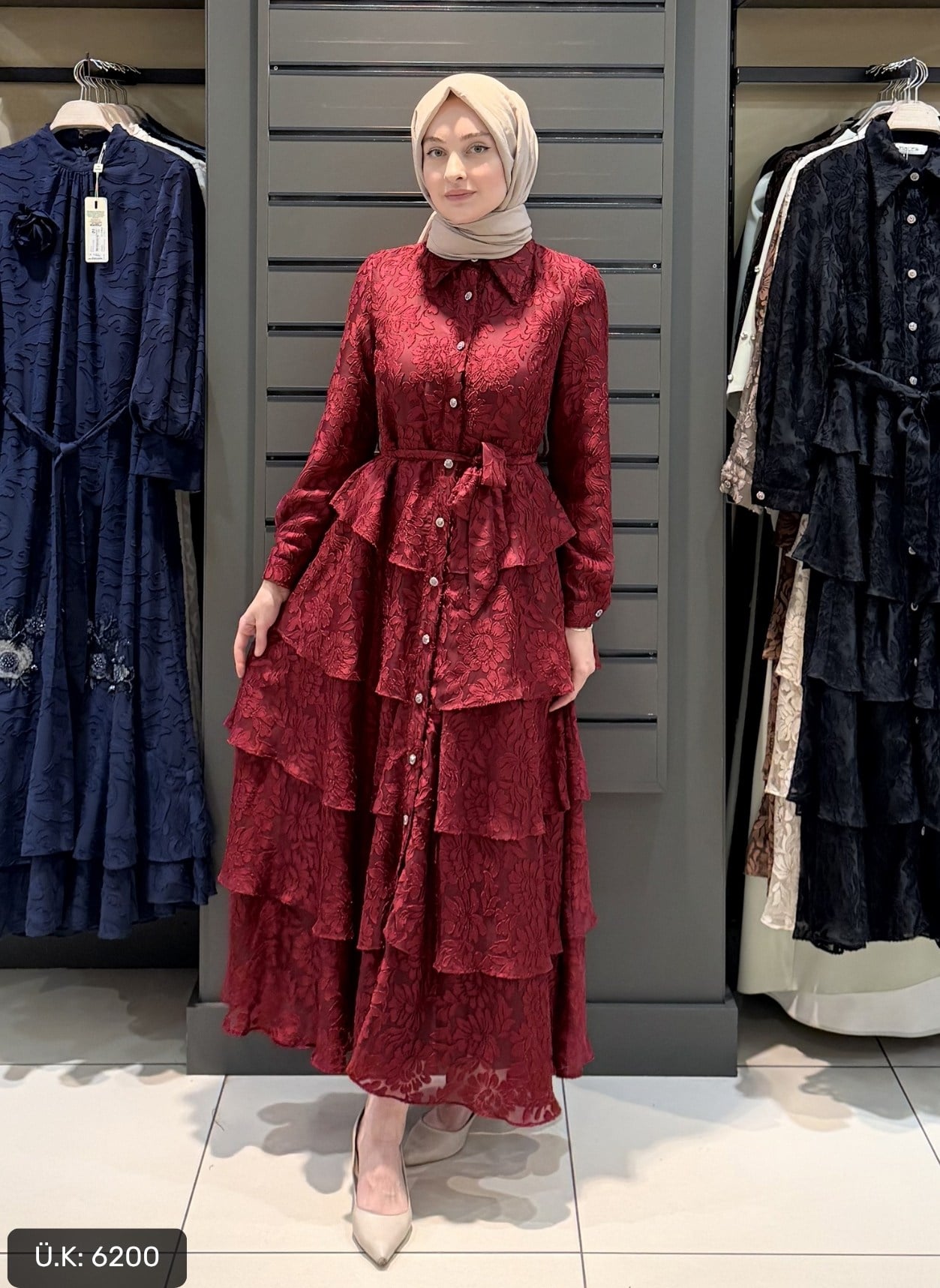 PRENSES ELBİSE BORDO