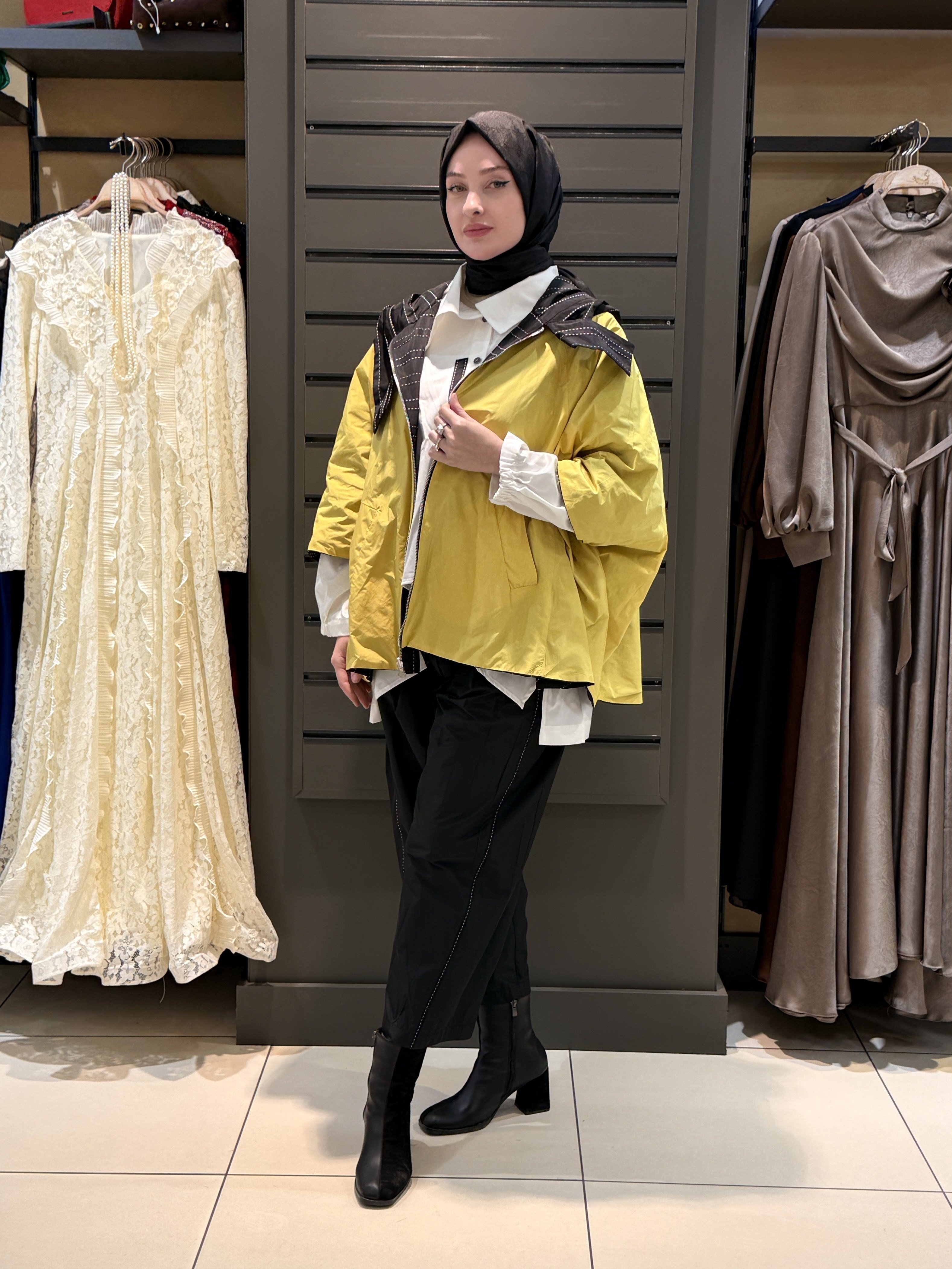 DİKİŞ DETAY PANTOLON TAKIM SARI